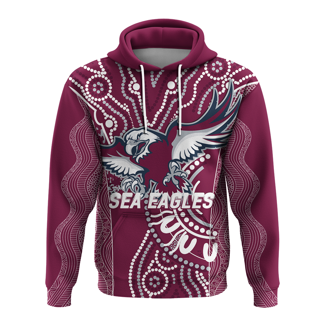 (Custom Personalised) Sea Eagles Rugby 2022 Aboriginal Art Hoodie - LT12 - Vibe Hoodie Shop