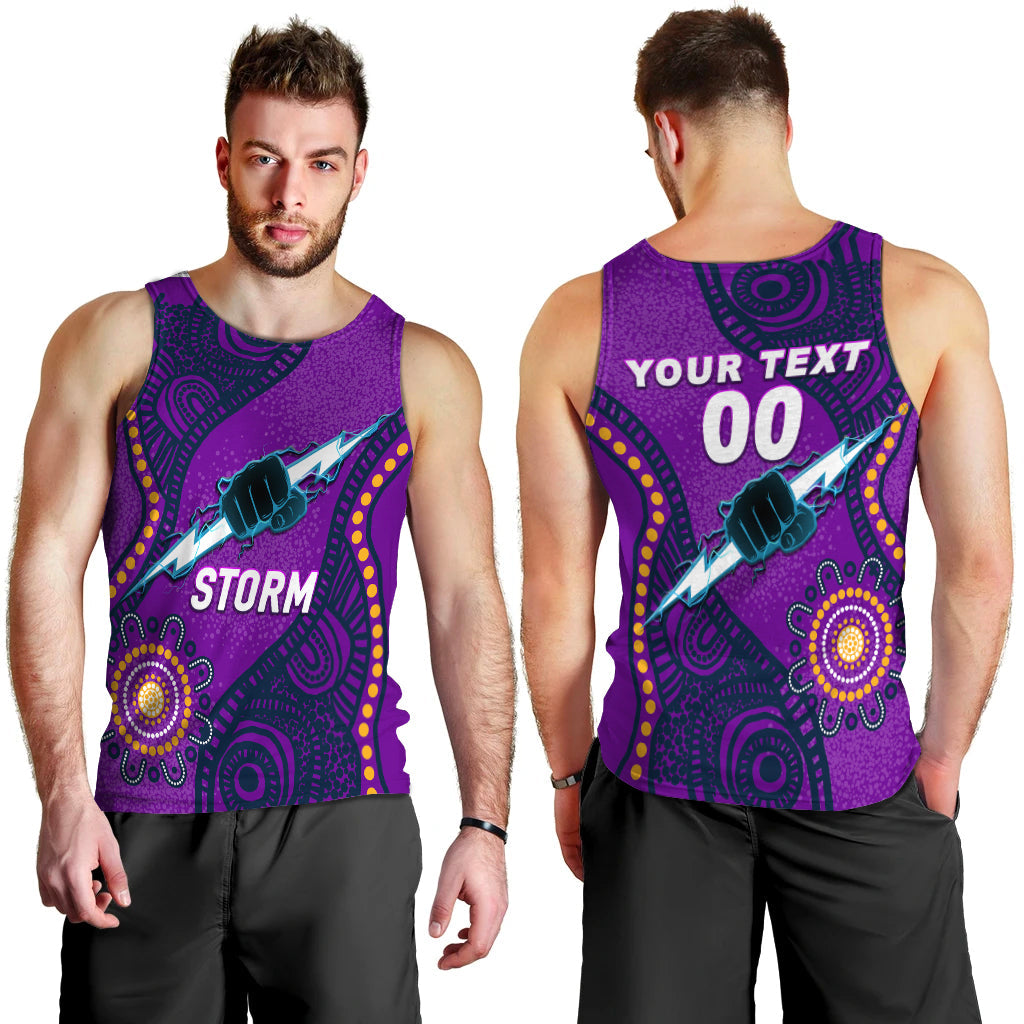 (Custom Personalised) Storm Rugby 2022 Aboriginal Art Men Tank Top - - Vibe Hoodie Shop