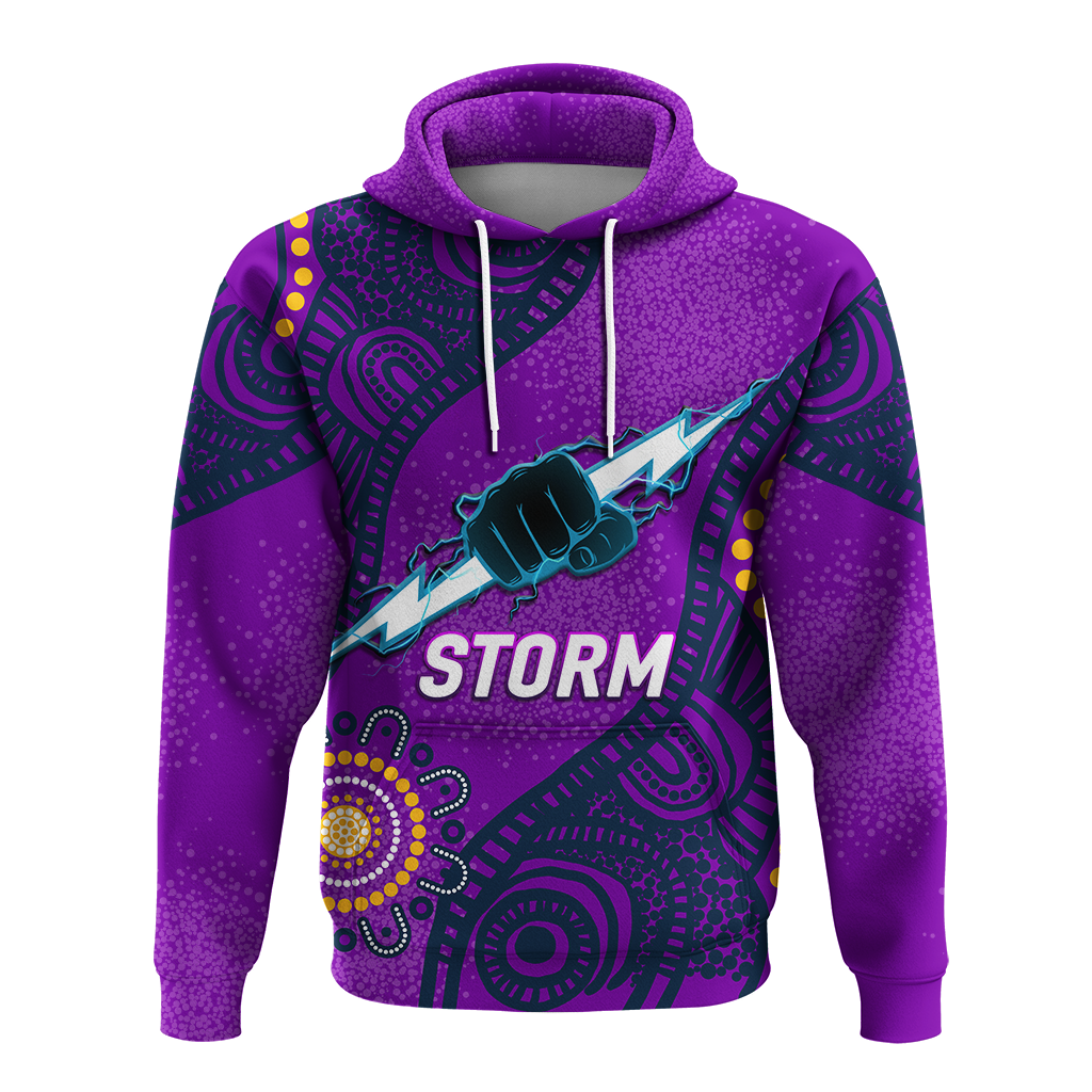 (Custom Personalised) Storm Rugby 2022 Aboriginal Art Hoodie - LT12 - Vibe Hoodie Shop