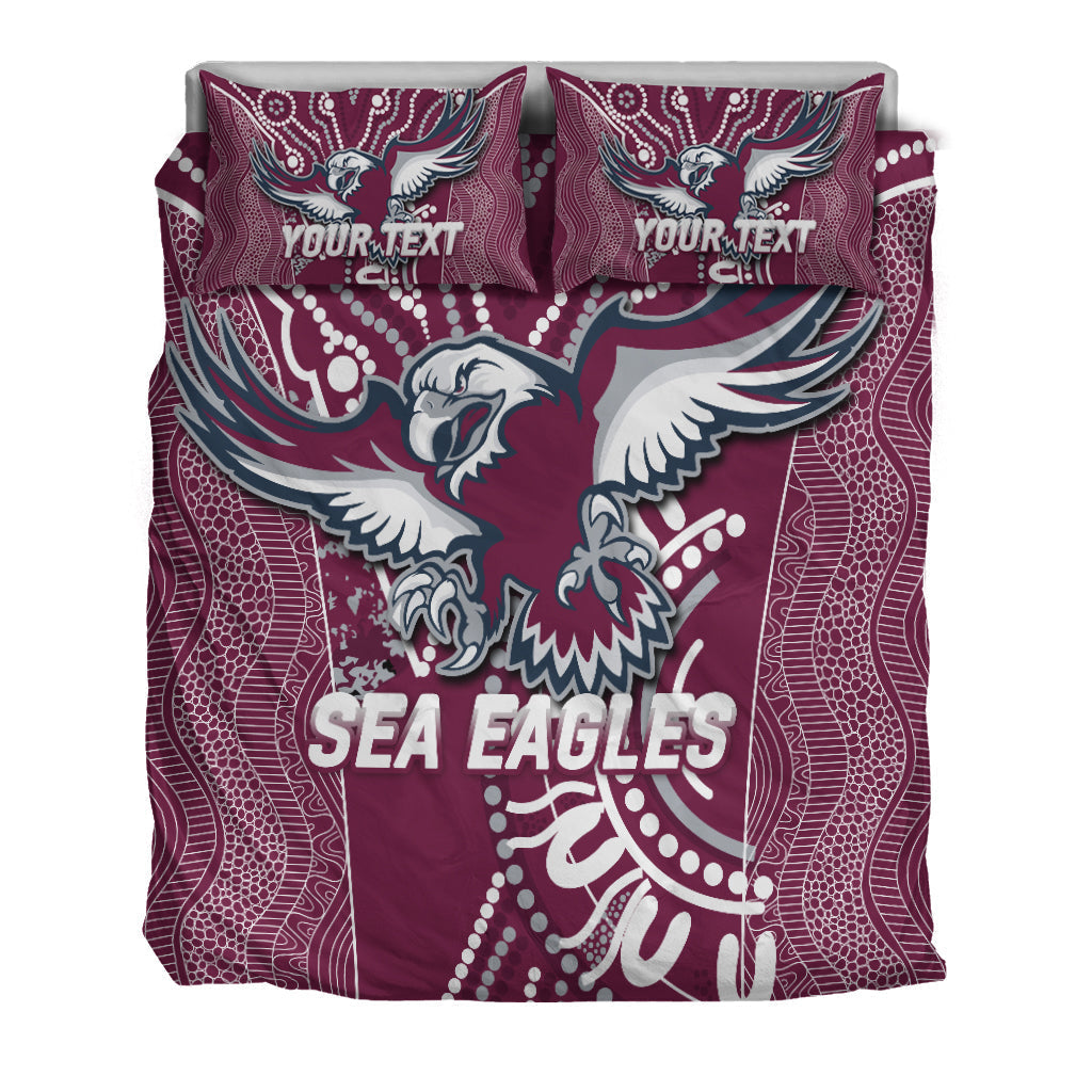 (Custom Personalised) Sea Eagles Rugby 2022 Aboriginal Art Bedding Set - - Vibe Hoodie Shop