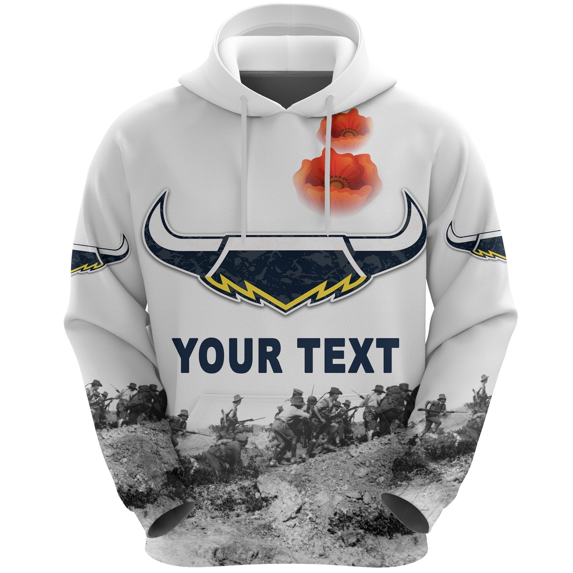 (Custom Personalised) North Queensland Cowboys Hoodie ANZAC Day Simple Style - Vibe Hoodie Shop