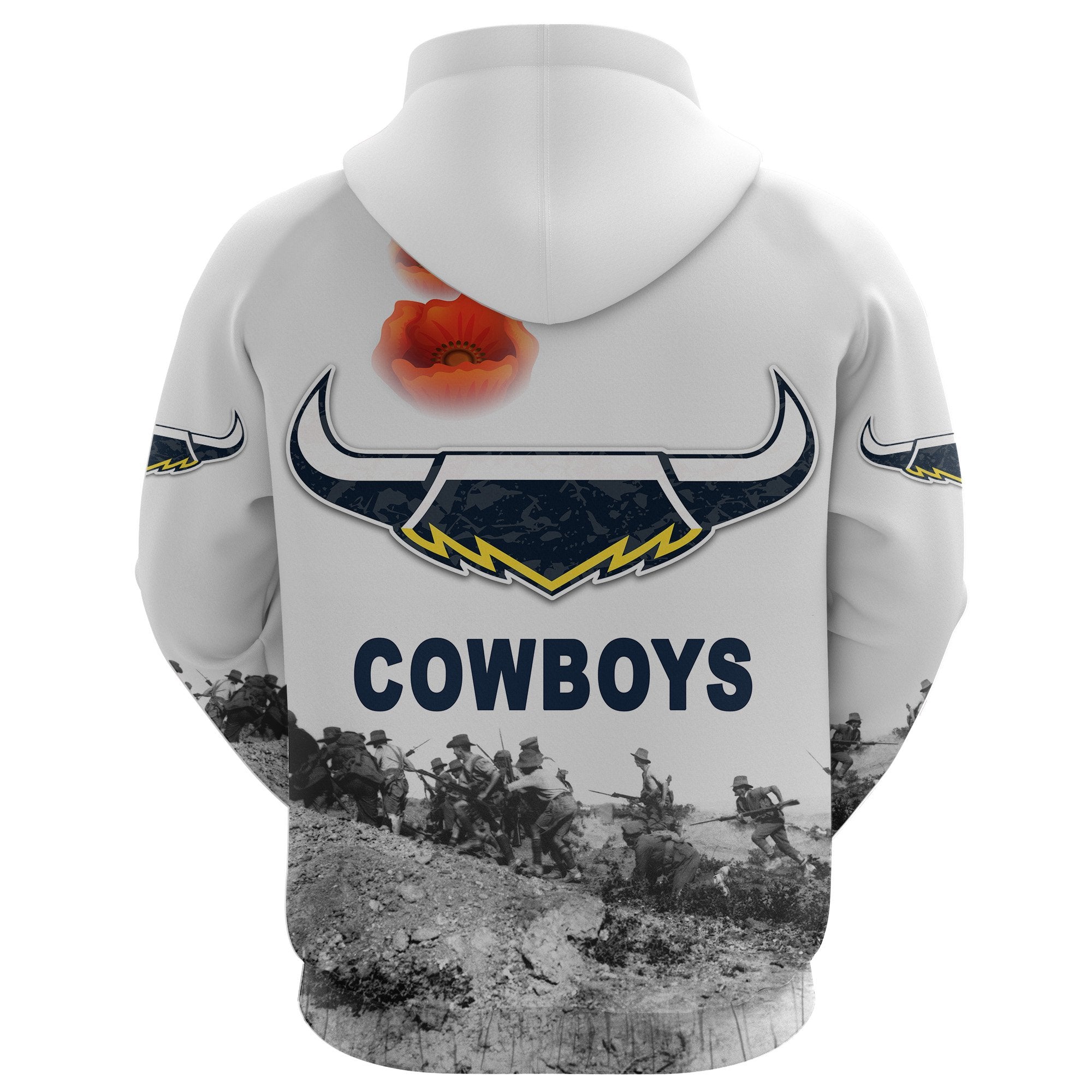 North Queensland Cowboys Zip Hoodie ANZAC Day Simple Style - Vibe Hoodie Shop