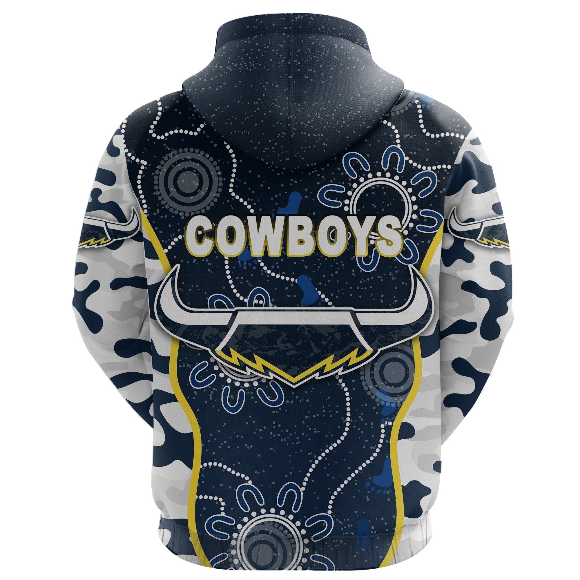 North Queensland Cowboys Zip Hoodie ANZAC Day Camouflage Indigenous - Vibe Hoodie Shop