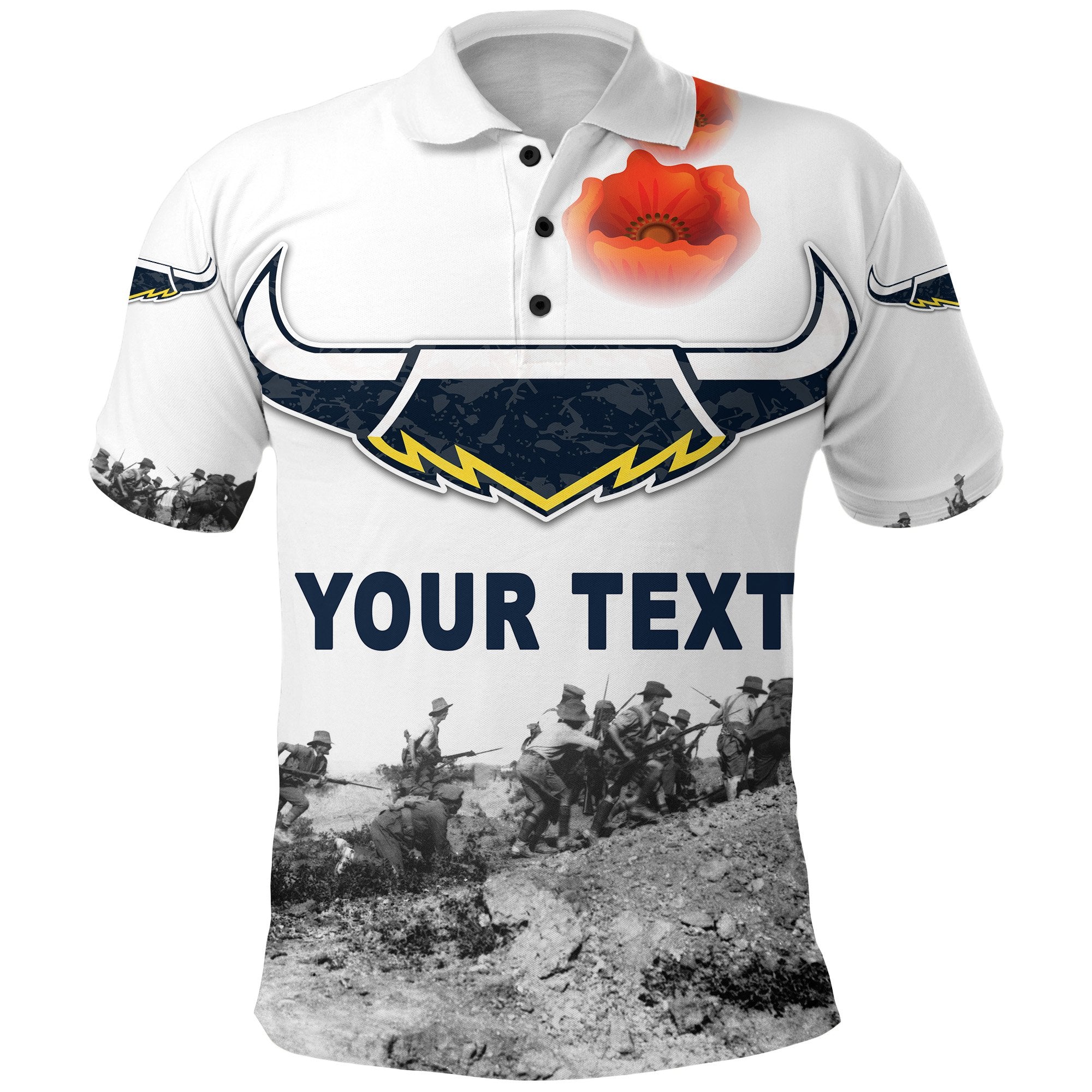 (Custom Personalised) North Queensland Cowboys Polo Shirt ANZAC Day Simple Style - Vibe Hoodie Shop