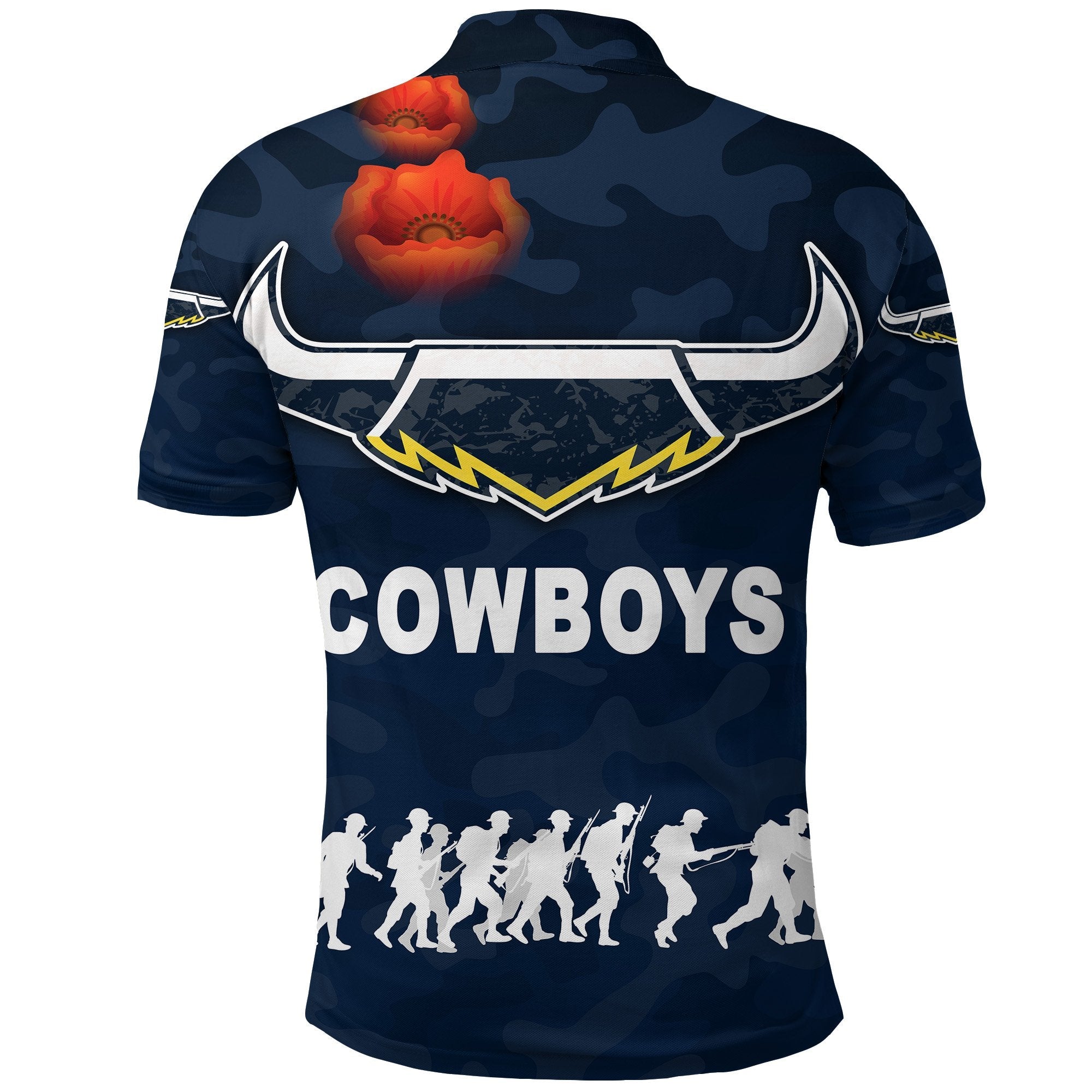 North Queensland Cowboys Polo Shirt ANZAC Day Camouflage Vibes - Navy - Vibe Hoodie Shop