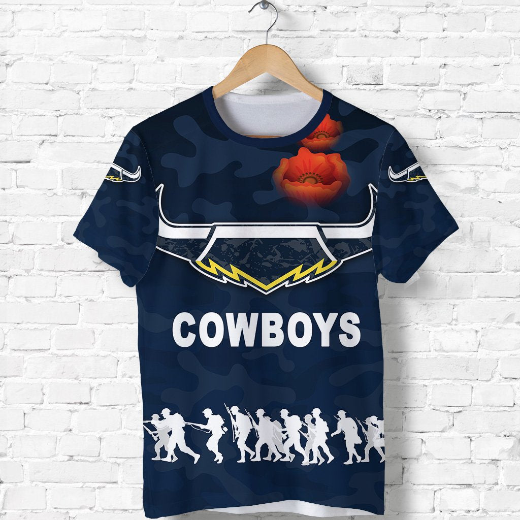 North Queensland Cowboys T shirt ANZAC Day Camouflage Vibes - Navy - Vibe Hoodie Shop