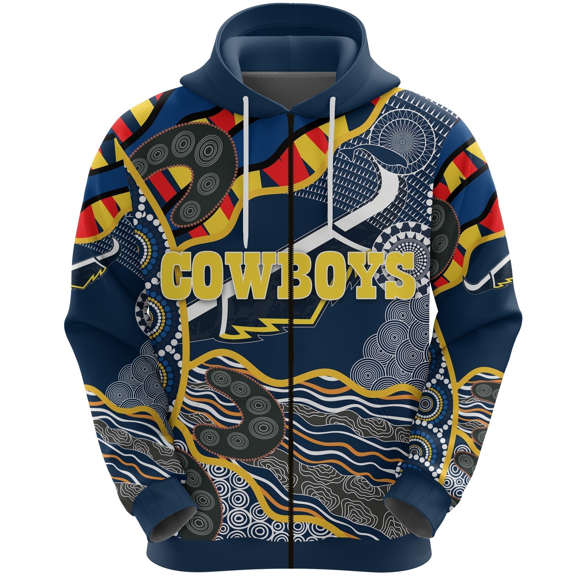 Cowboys Zip Hoodie Unique Indigenous - Vibe Hoodie Shop