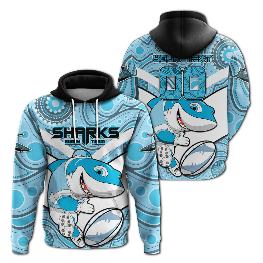 (Custom Personalised) Sharks Rugby Cronulla Australian Aboriginal Hoodie - LT2 - Vibe Hoodie Shop
