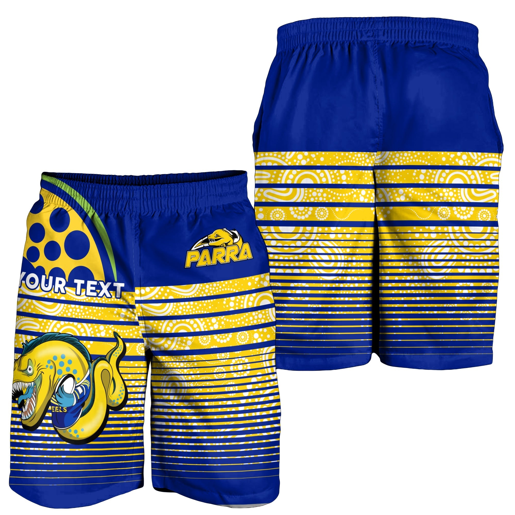 (Custom Personalised) Eels Rugby Parra Aboriginal Blue And Gold Men Short - - Vibe Hoodie Shop