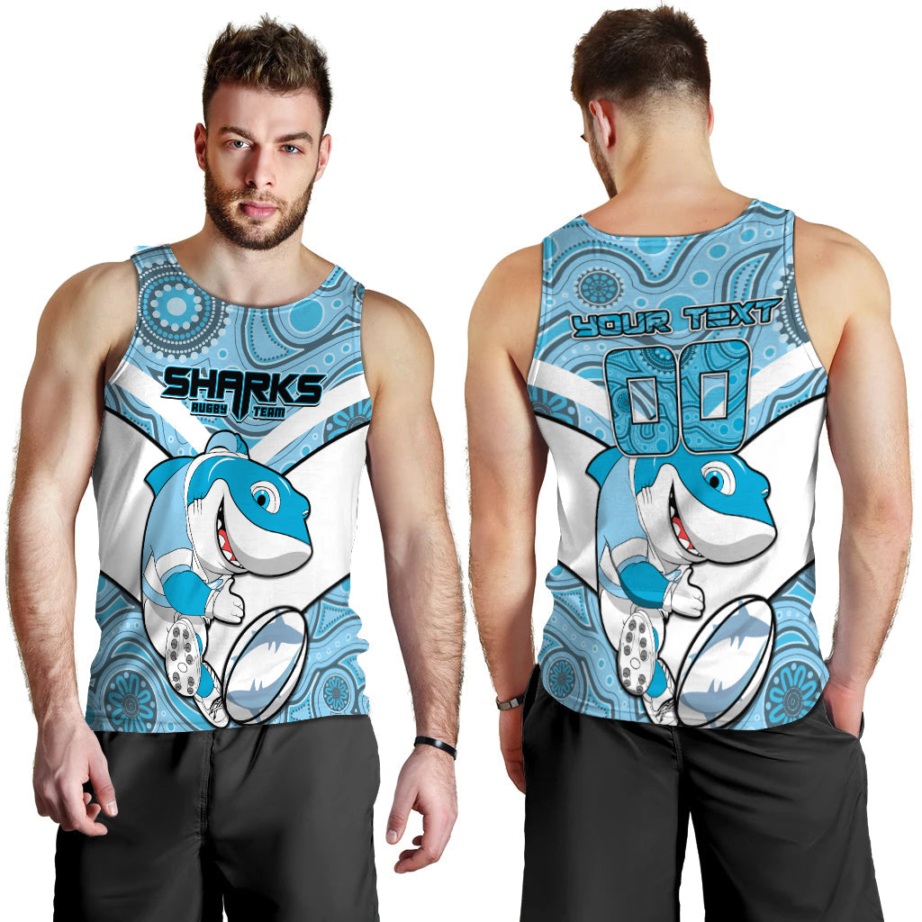 (Custom Personalised) Sharks Rugby Cronulla Australian Aboriginal Men Tank Top - - Vibe Hoodie Shop