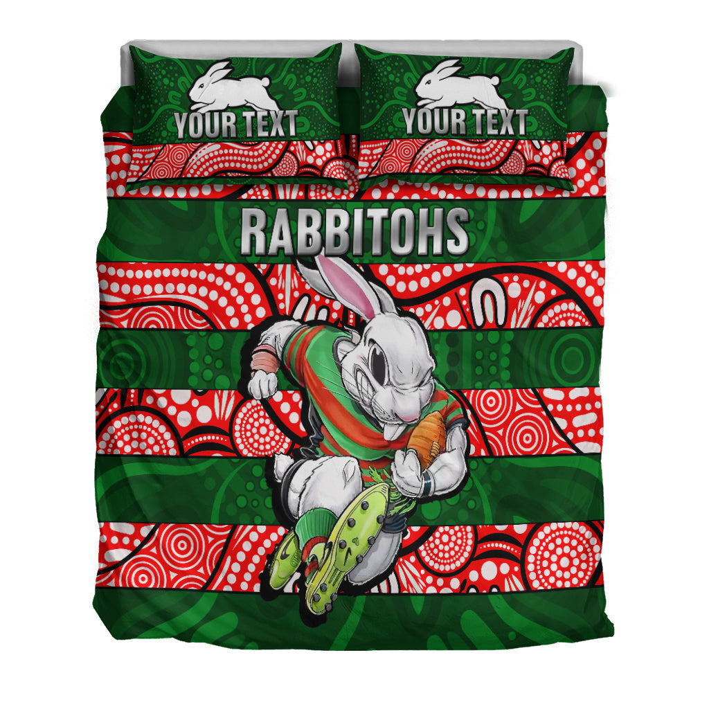 (Custom Personalised) Rabbitohs Rugby The Bunnies Aboriginal Bedding Set - - Vibe Hoodie Shop