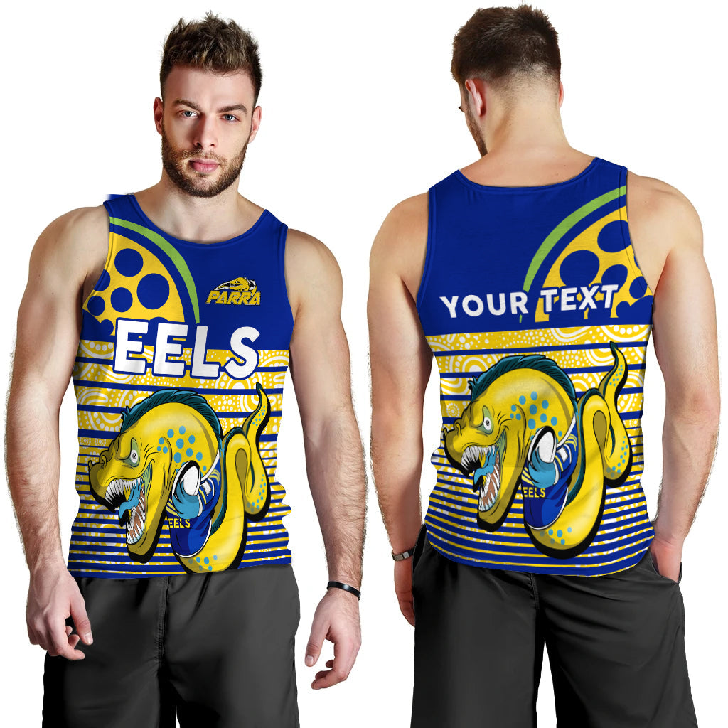 (Custom Personalised) Eels Rugby Parra Aboriginal Blue And Gold Men Tank Top - - Vibe Hoodie Shop