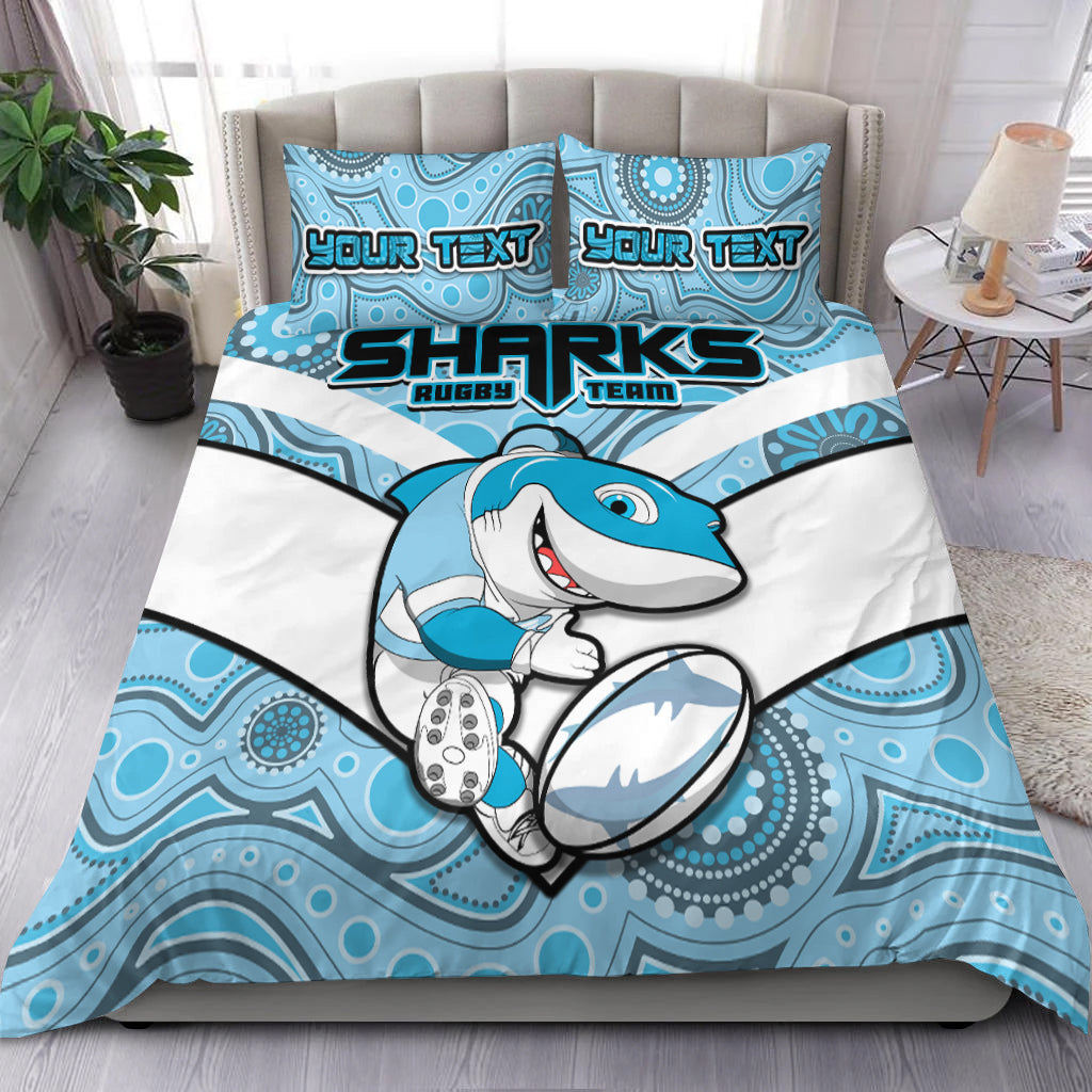 (Custom Personalised) Sharks Rugby Cronulla Australian Aboriginal Bedding Set - - Vibe Hoodie Shop