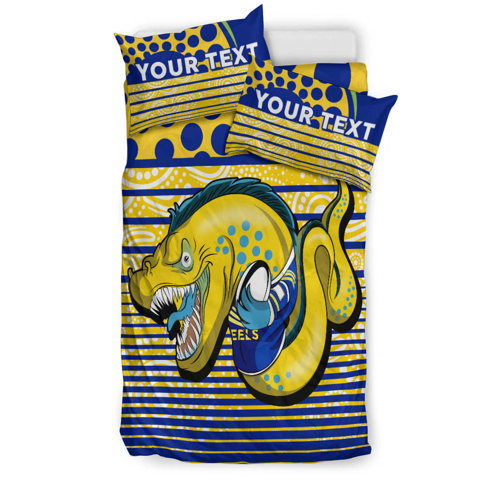 (Custom Personalised) Eels Rugby Parra Aboriginal Blue And Gold Bedding Set - - Vibe Hoodie Shop