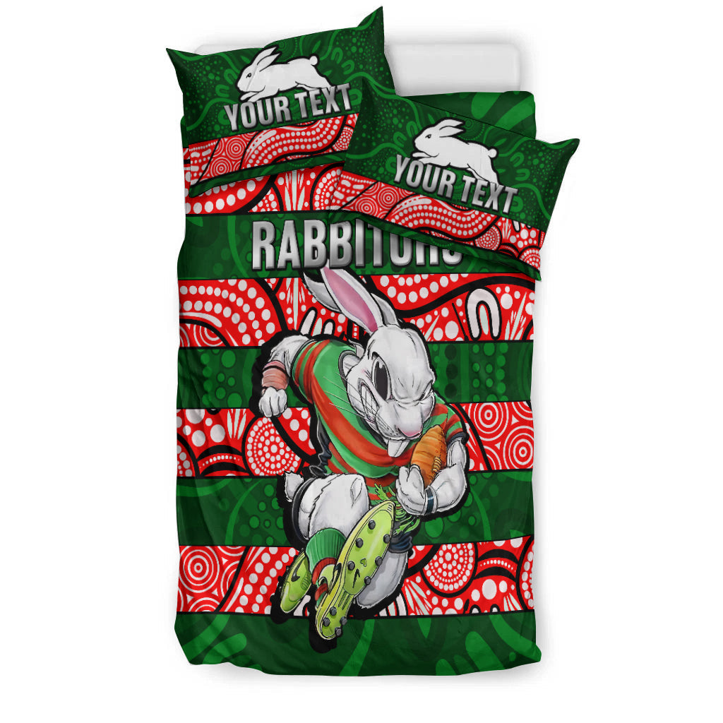 (Custom Personalised) Rabbitohs Rugby The Bunnies Aboriginal Bedding Set - - Vibe Hoodie Shop