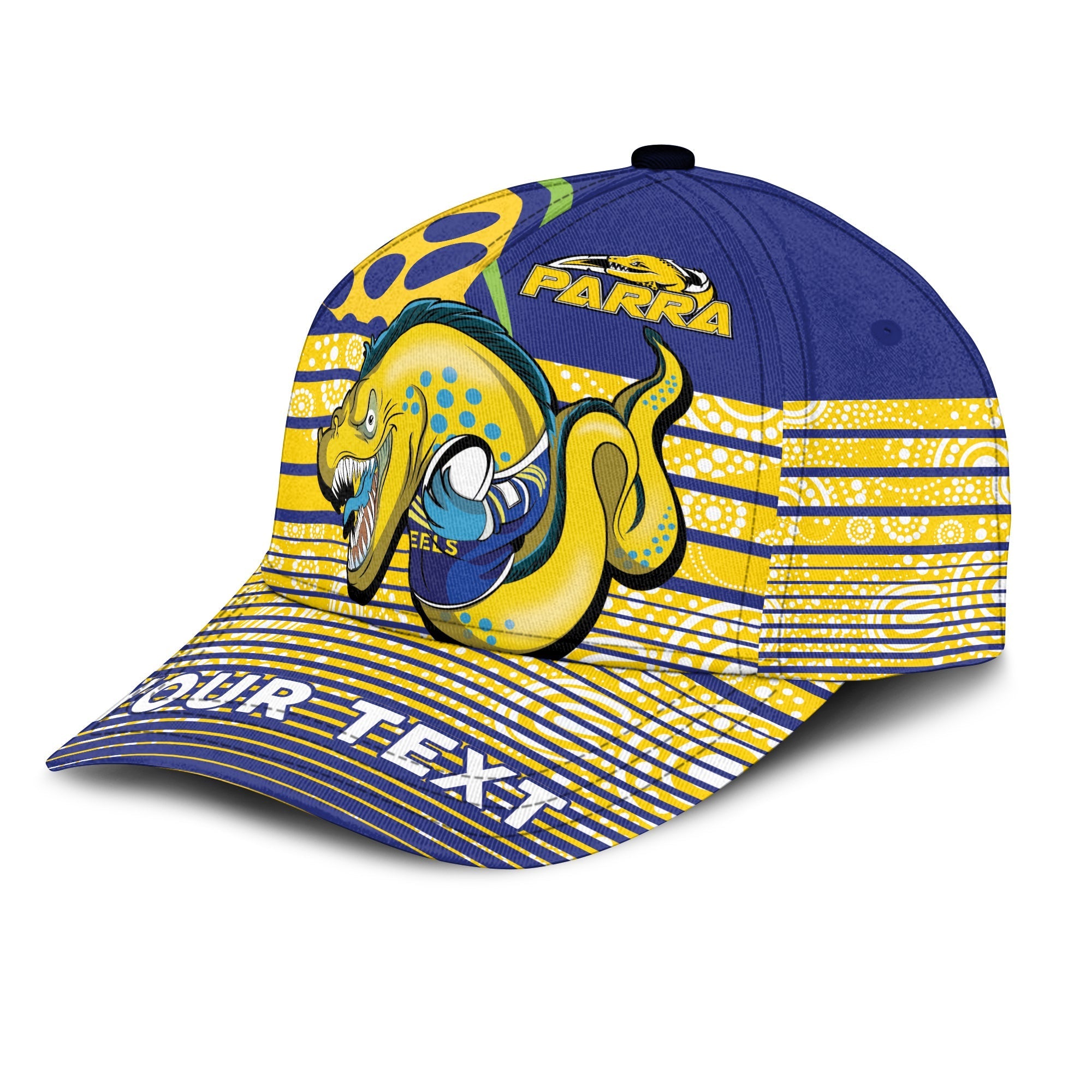 (Custom Personalised) Eels Rugby Parra Aboriginal Blue And Gold Cap - - Vibe Hoodie Shop