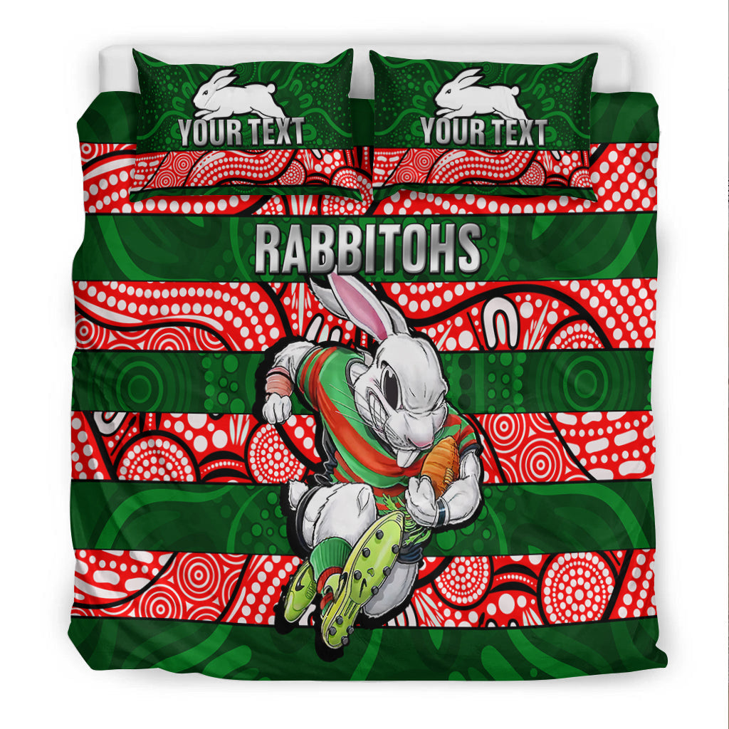 (Custom Personalised) Rabbitohs Rugby The Bunnies Aboriginal Bedding Set - - Vibe Hoodie Shop