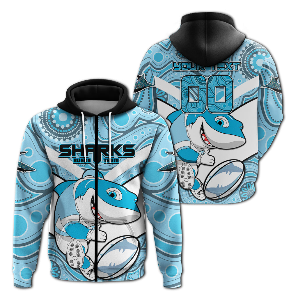 (Custom Personalised) Sharks Rugby Cronulla Australian Aboriginal Hoodie - LT2 - Vibe Hoodie Shop