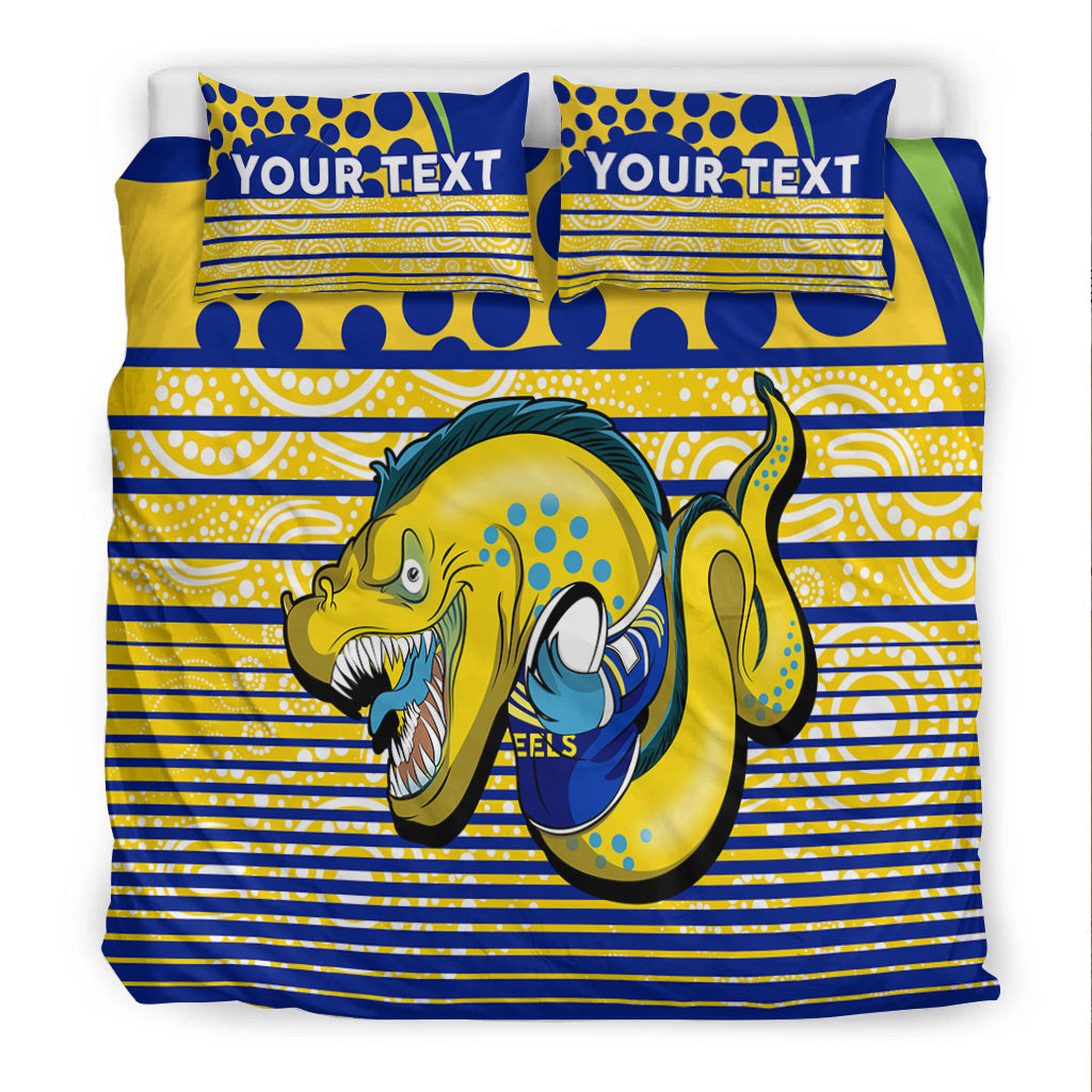 (Custom Personalised) Eels Rugby Parra Aboriginal Blue And Gold Bedding Set - - Vibe Hoodie Shop