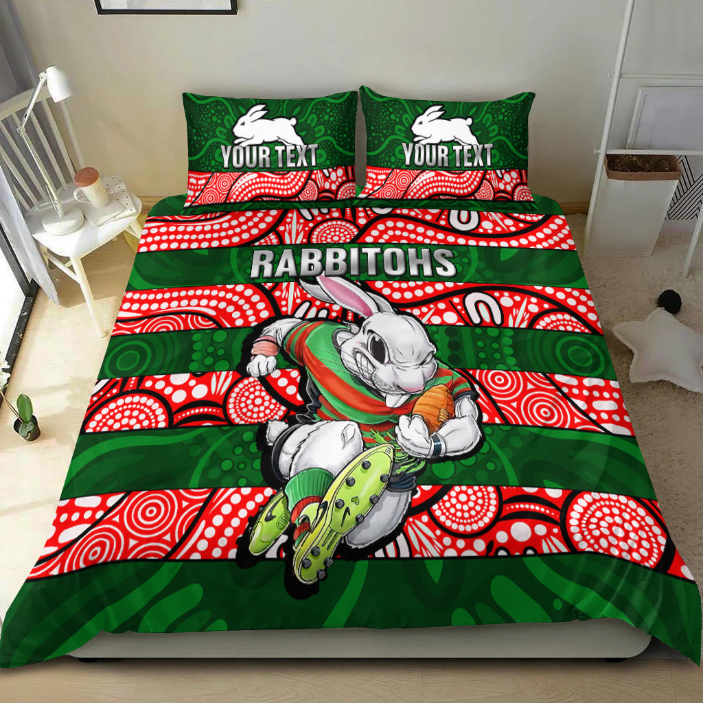(Custom Personalised) Rabbitohs Rugby The Bunnies Aboriginal Bedding Set - - Vibe Hoodie Shop