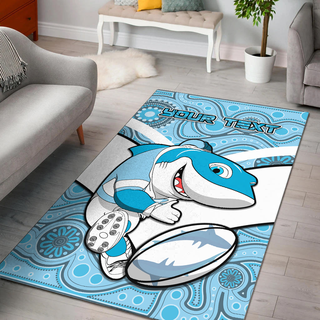 (Custom Personalised) Sharks Rugby Cronulla Australian Aboriginal Area Rug - - Vibe Hoodie Shop