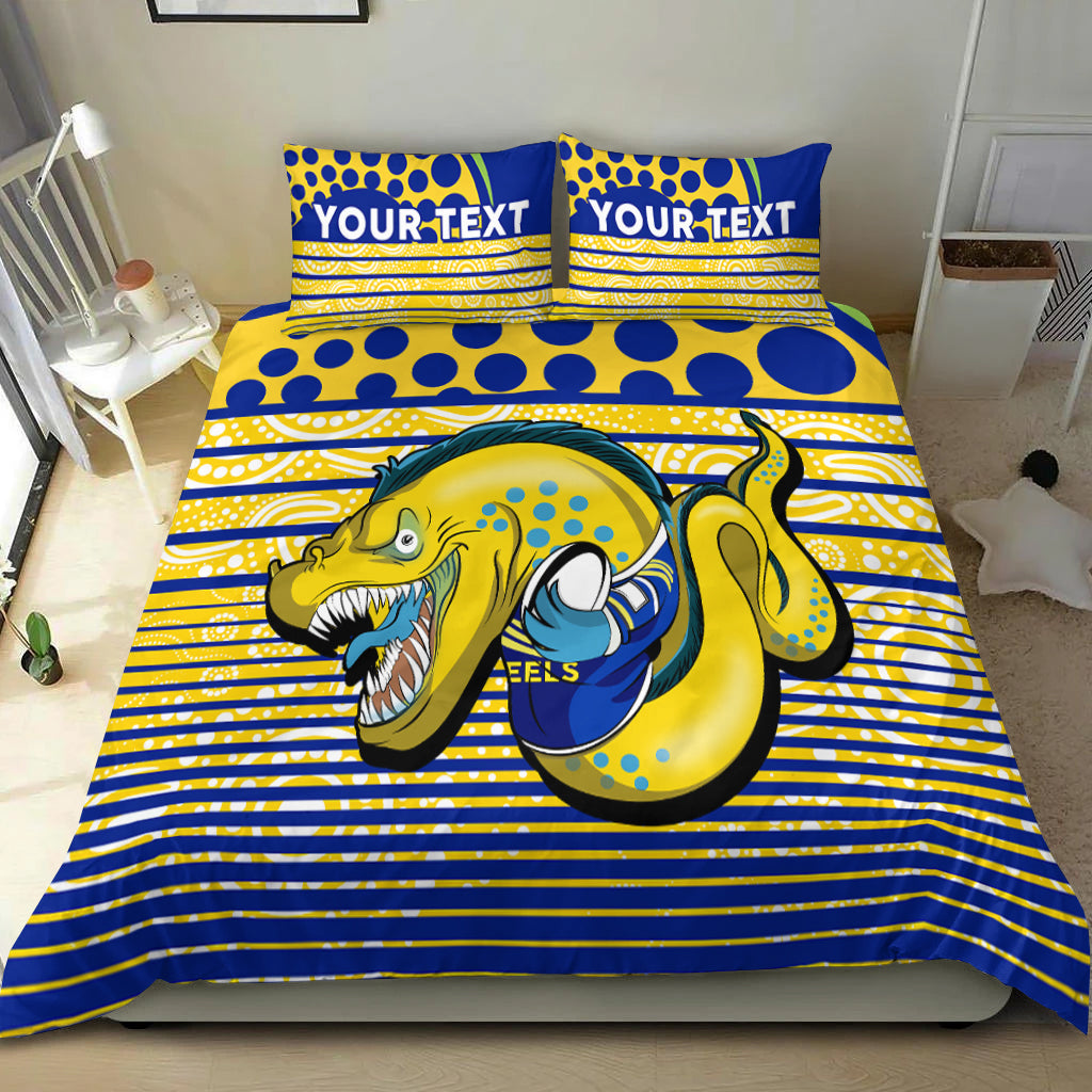 (Custom Personalised) Eels Rugby Parra Aboriginal Blue And Gold Bedding Set - - Vibe Hoodie Shop