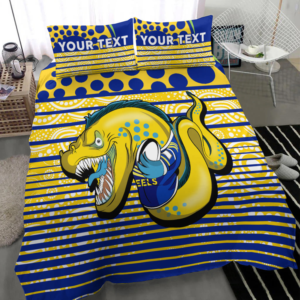 (Custom Personalised) Eels Rugby Parra Aboriginal Blue And Gold Bedding Set - - Vibe Hoodie Shop