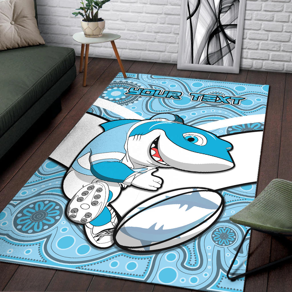 (Custom Personalised) Sharks Rugby Cronulla Australian Aboriginal Area Rug - - Vibe Hoodie Shop