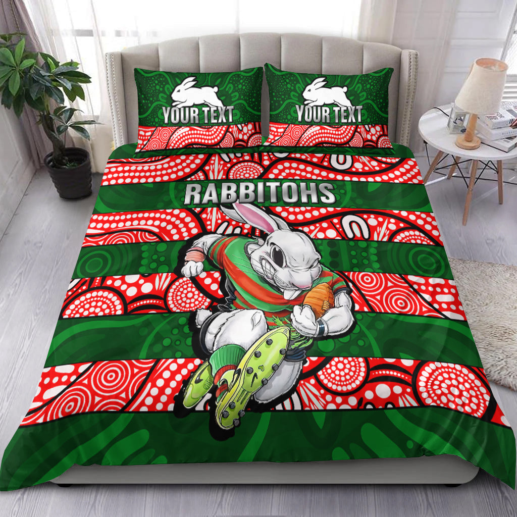 (Custom Personalised) Rabbitohs Rugby The Bunnies Aboriginal Bedding Set - - Vibe Hoodie Shop