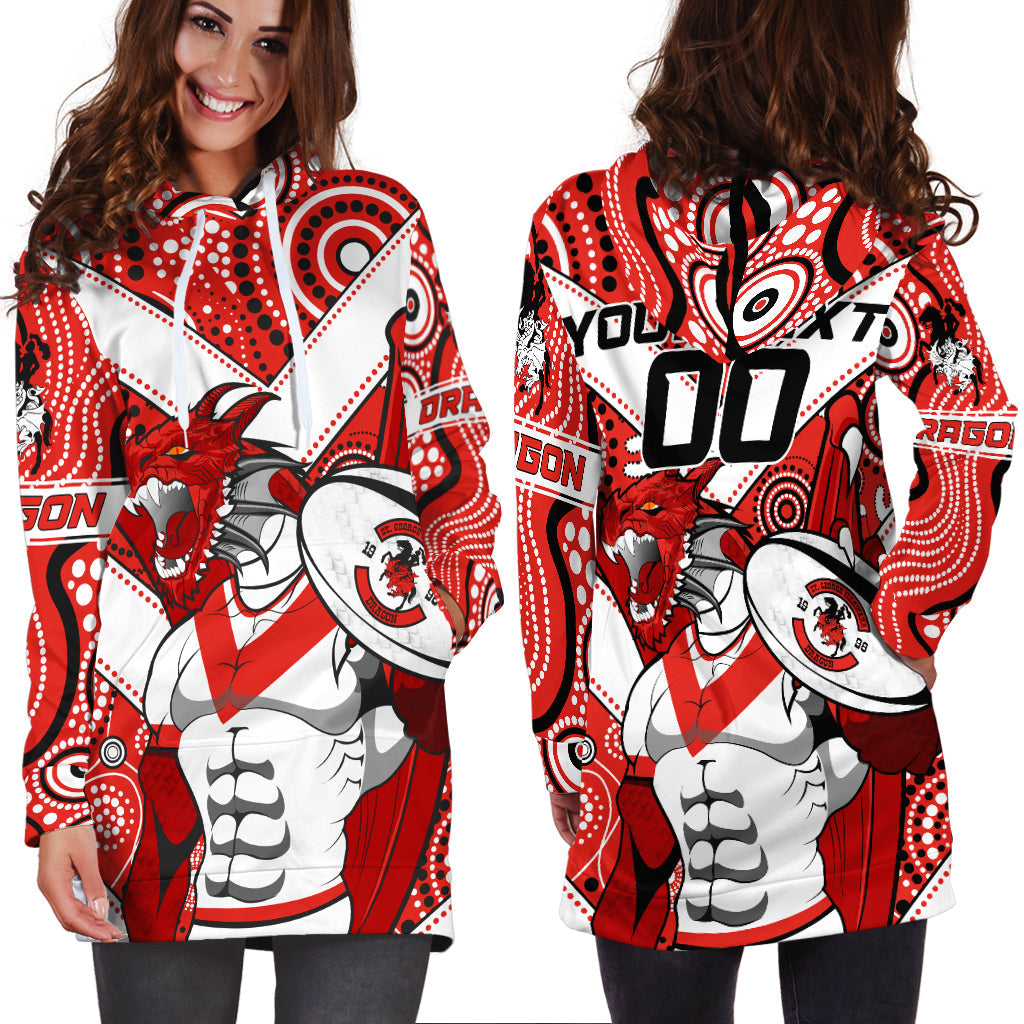 (Custom Personalised) Dragons Rugby Aboriginal St. George Illawarra Hoodie Dress - LT2