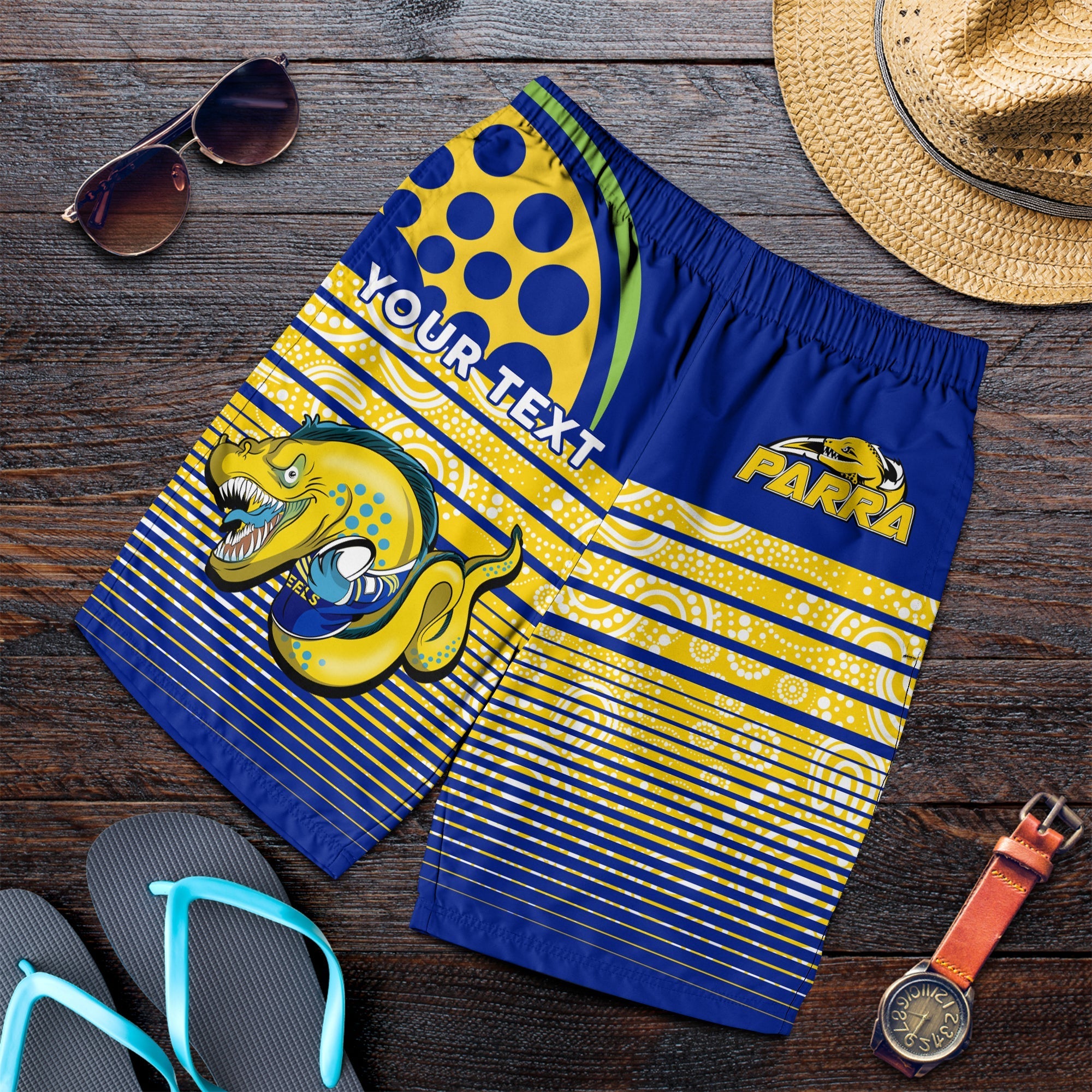 (Custom Personalised) Eels Rugby Parra Aboriginal Blue And Gold Men Short - - Vibe Hoodie Shop