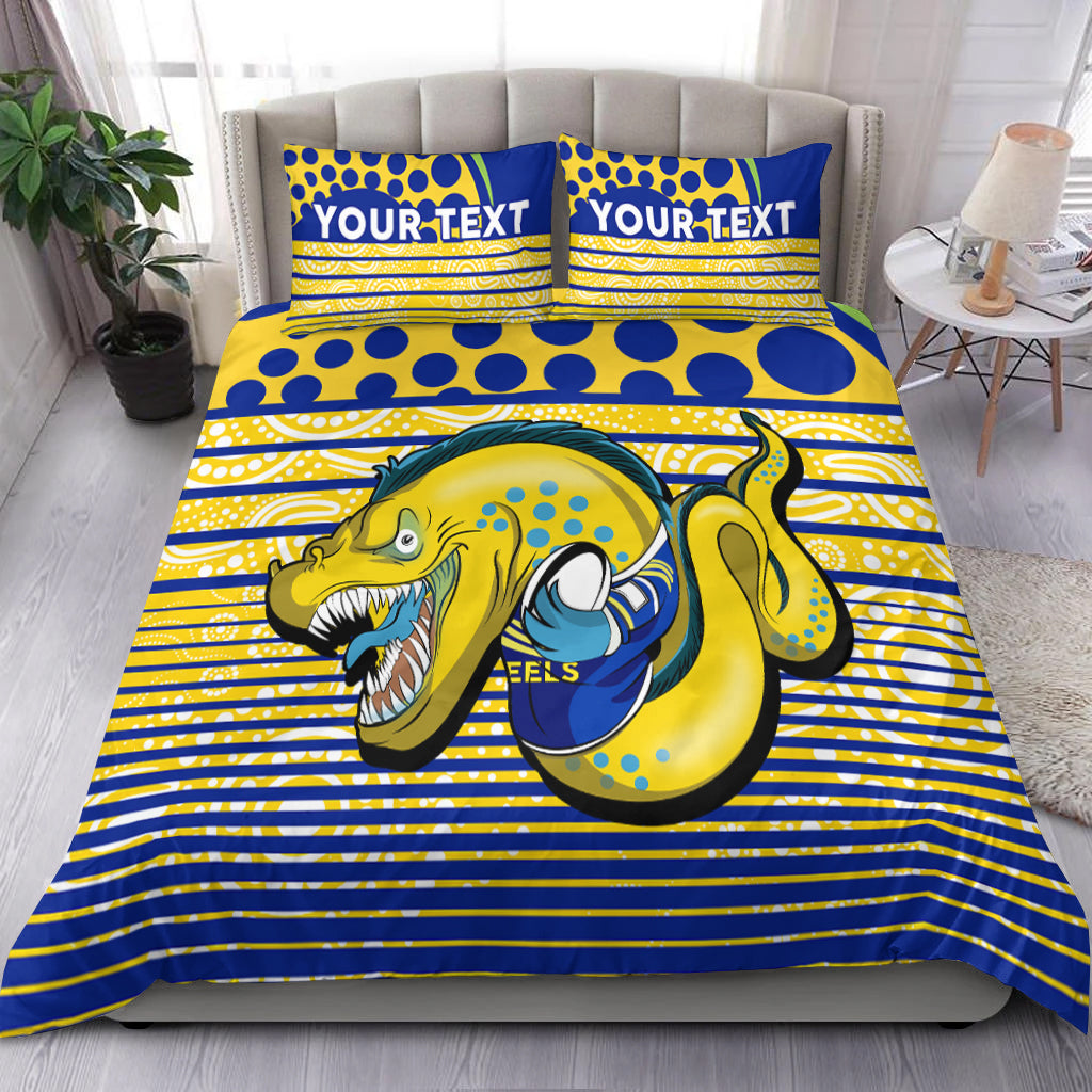 (Custom Personalised) Eels Rugby Parra Aboriginal Blue And Gold Bedding Set - - Vibe Hoodie Shop