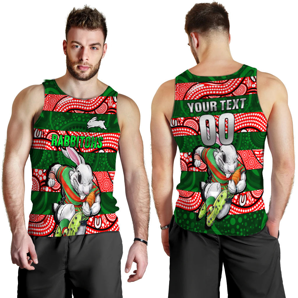 (Custom Personalised) Rabbitohs Rugby The Bunnies Aboriginal Men Tank Top - - Vibe Hoodie Shop