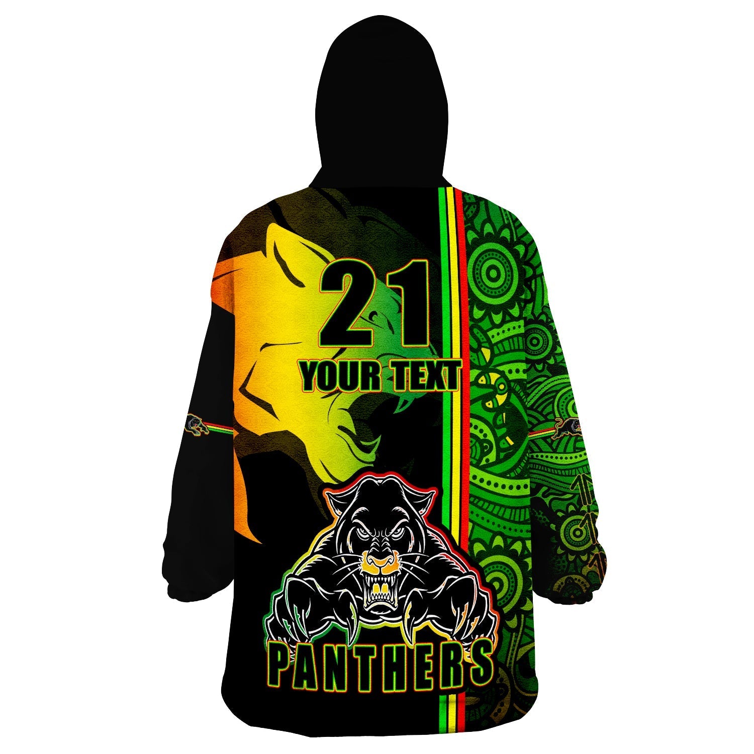 (Custom Personalised) Penrith Panthers Angry Panther Indigenous Aboriginal Style Wearable Blanket Hoodie - Vibe Hoodie Shop