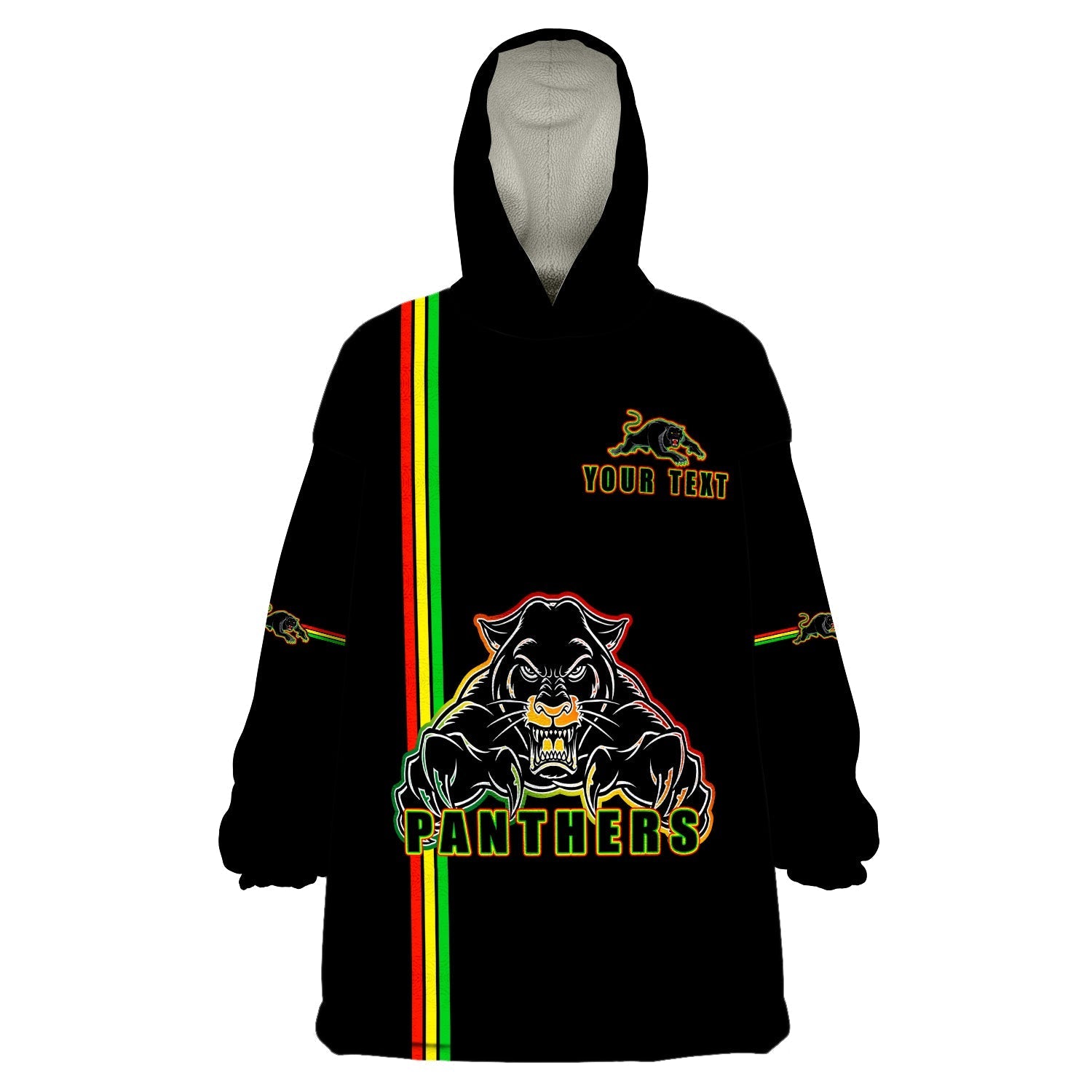 (Custom Personalised) Penrith Panthers Angry Panther Simple Style Wearable Blanket Hoodie - Vibe Hoodie Shop