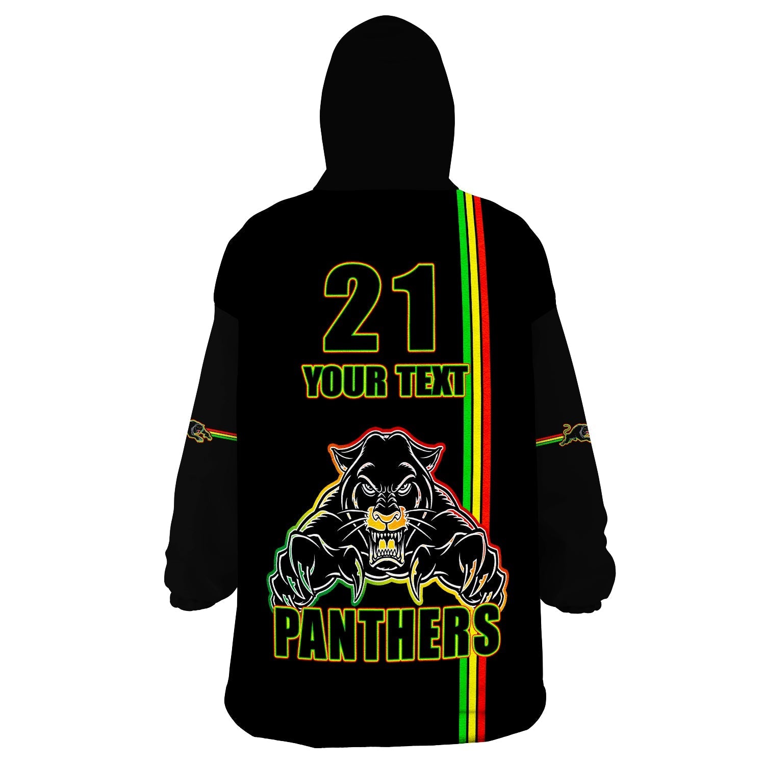 (Custom Personalised) Penrith Panthers Angry Panther Simple Style Wearable Blanket Hoodie - Vibe Hoodie Shop