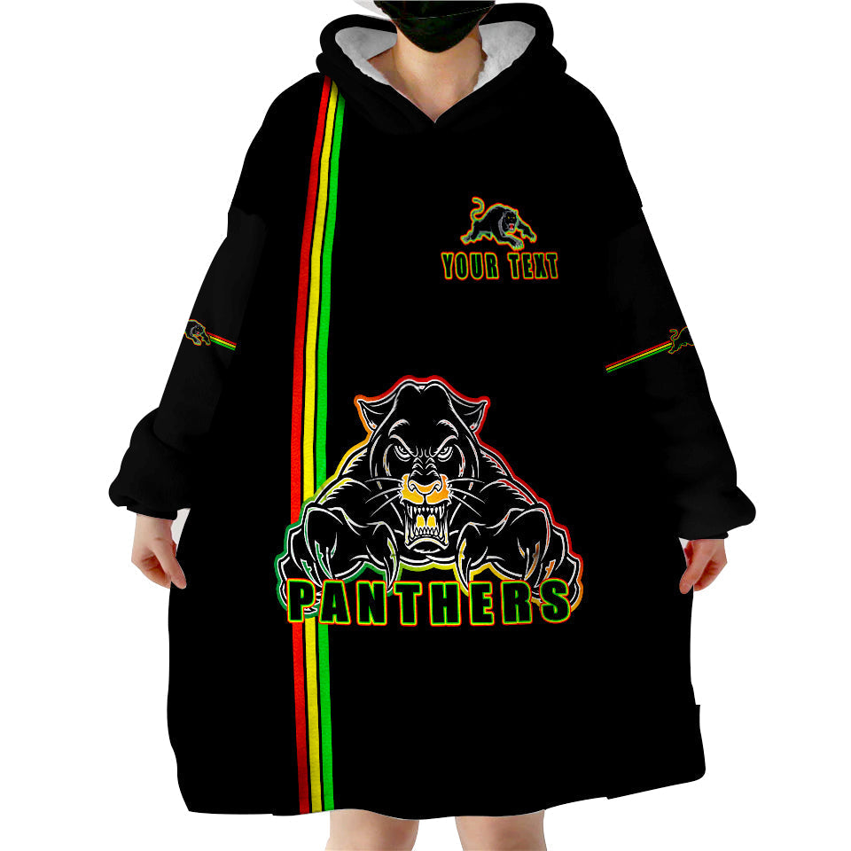 (Custom Personalised) Penrith Panthers Angry Panther Simple Style Wearable Blanket Hoodie - Vibe Hoodie Shop