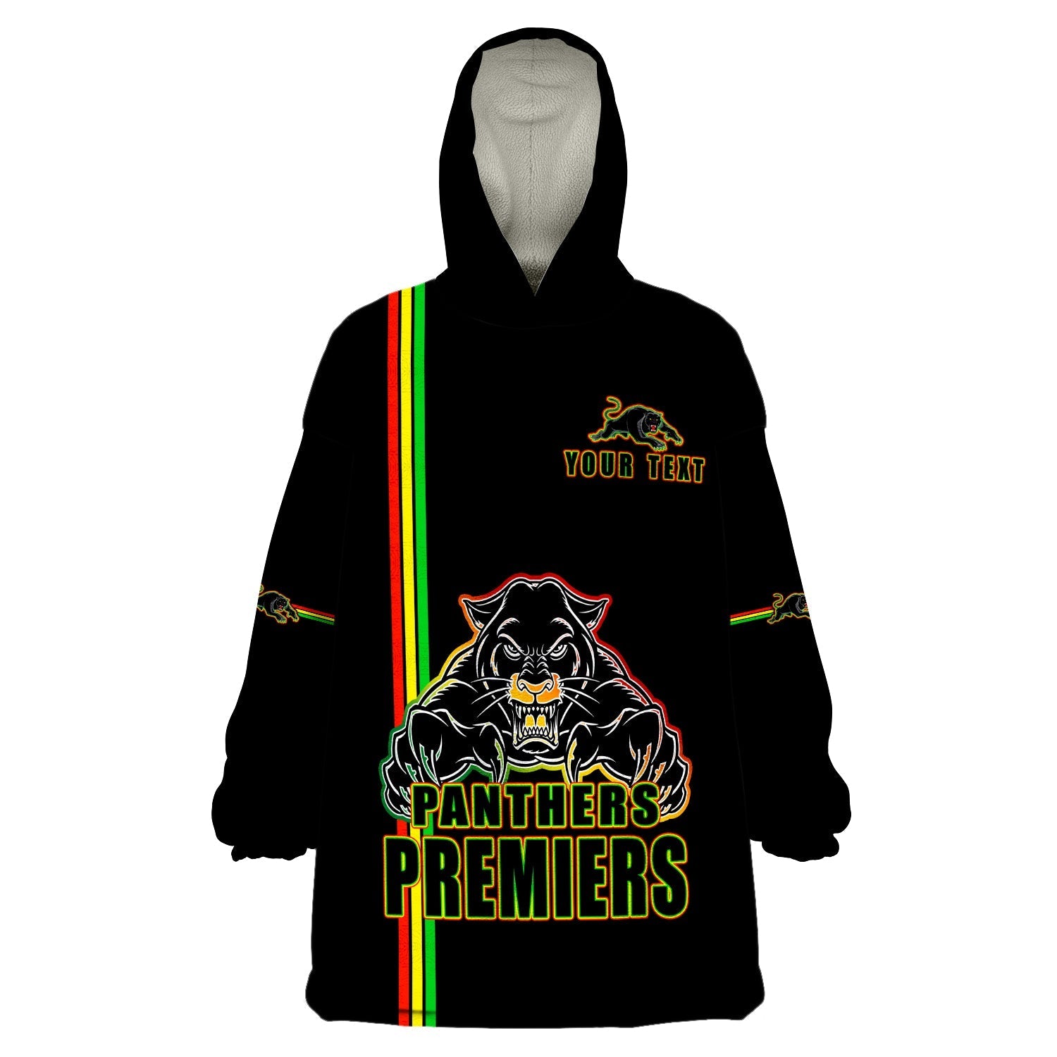 (Custom Personalised) Penrith Panthers Premiers Angry Panther Simple Style Wearable Blanket Hoodie - Vibe Hoodie Shop