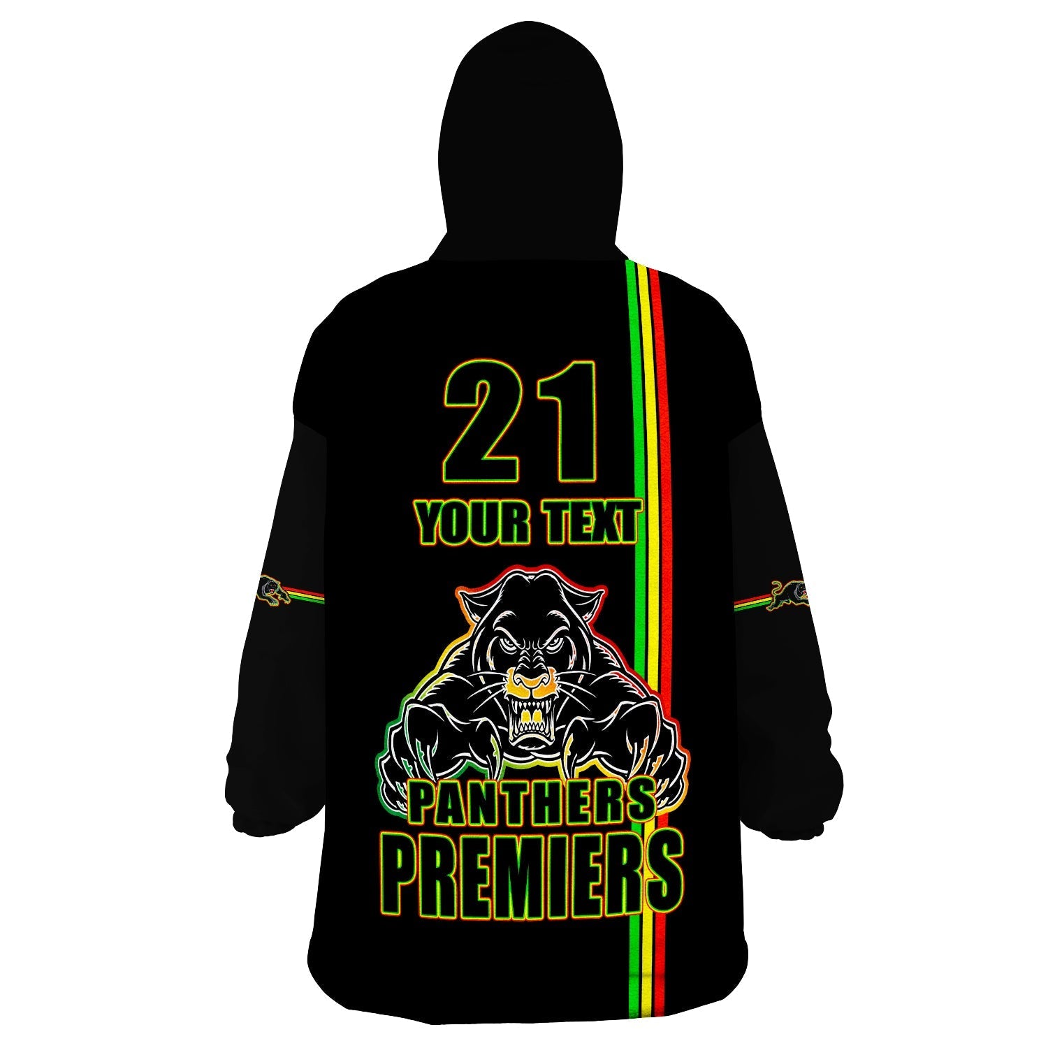 (Custom Personalised) Penrith Panthers Premiers Angry Panther Simple Style Wearable Blanket Hoodie - Vibe Hoodie Shop