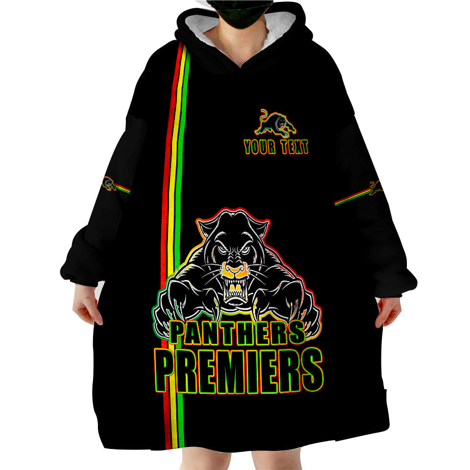 (Custom Personalised) Penrith Panthers Premiers Angry Panther Simple Style Wearable Blanket Hoodie - Vibe Hoodie Shop