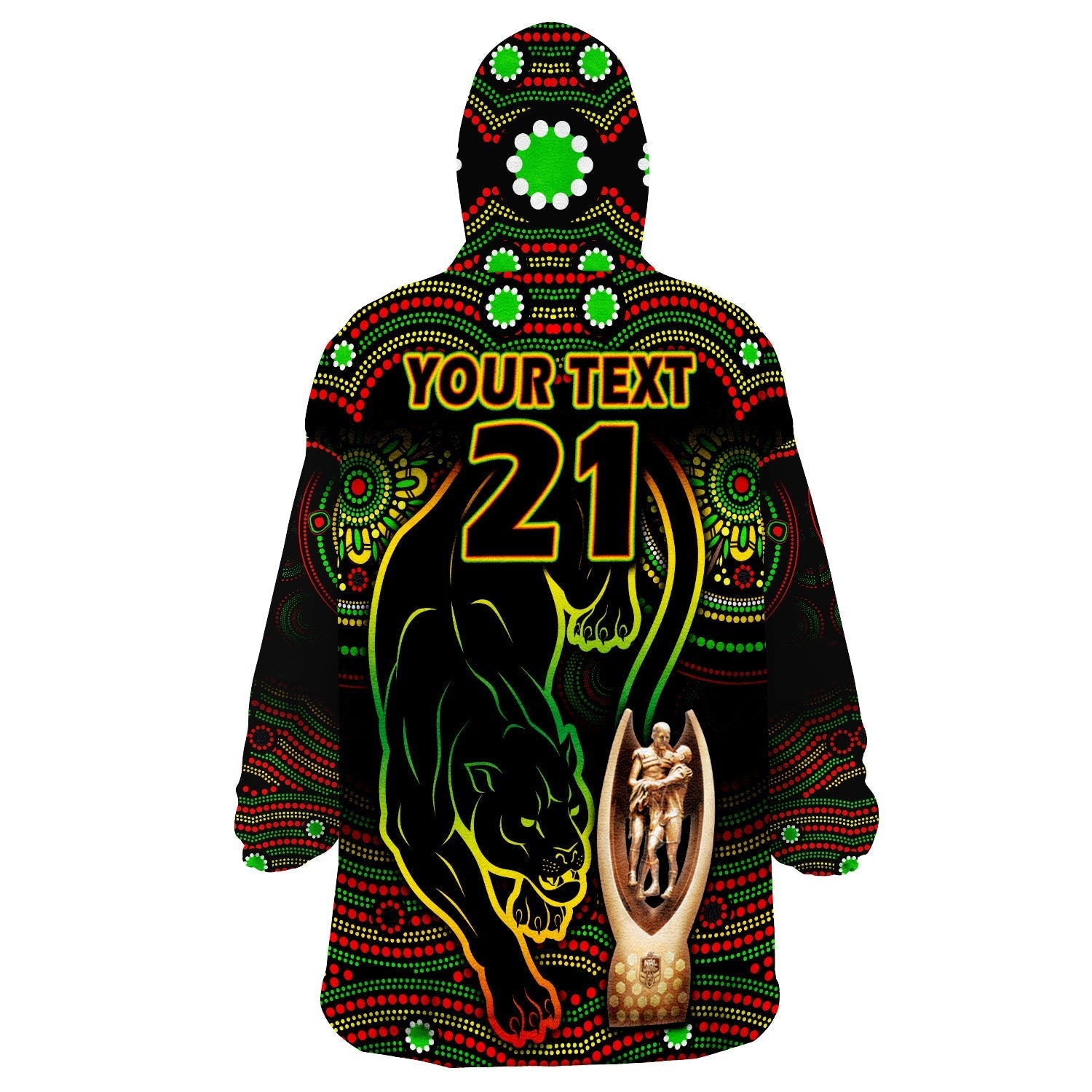 (Custom Personalised) Penrith Panthers Rugby Black Crouching Panther Premiers 2022 Wearable Blanket Hoodie - Vibe Hoodie Shop