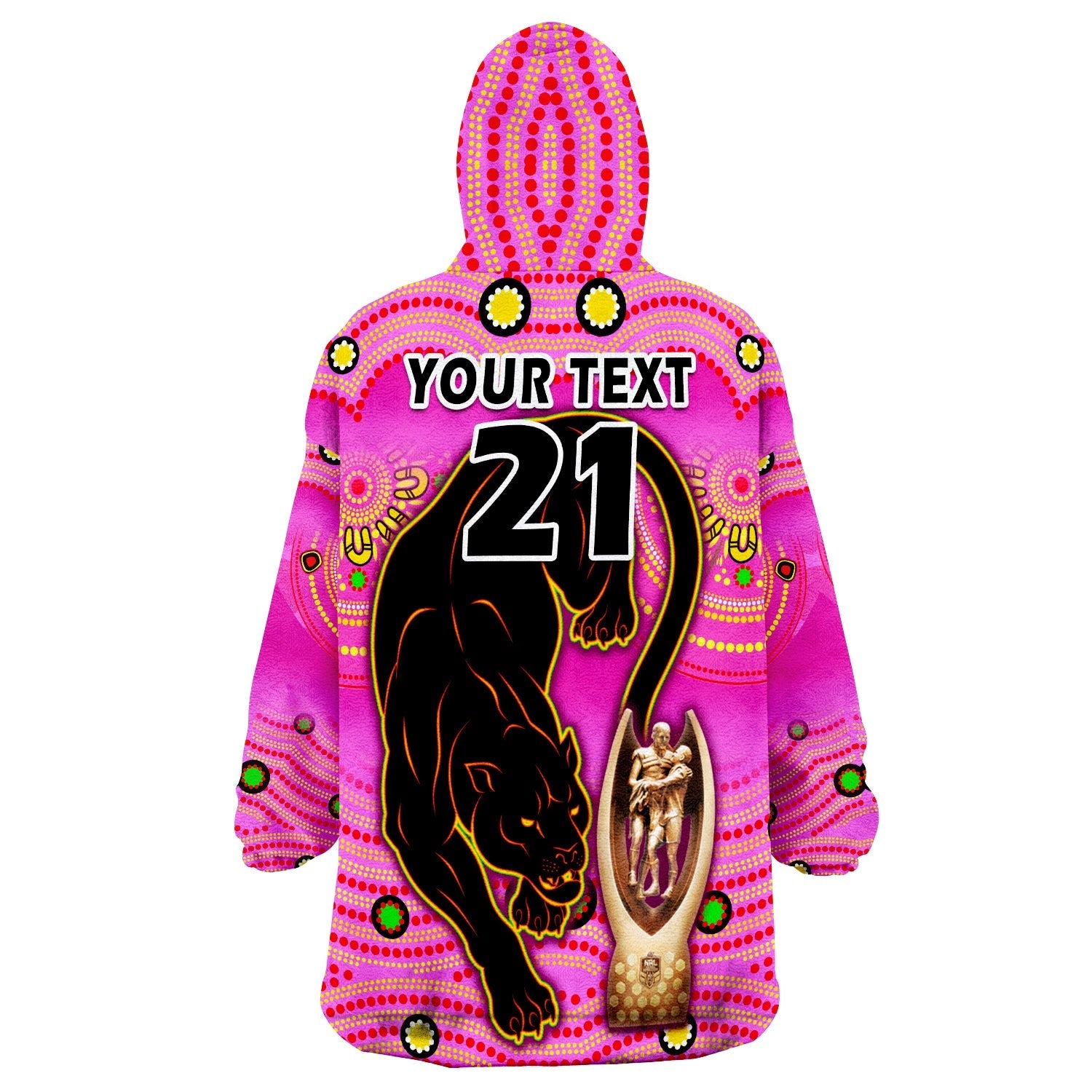 (Custom Personalised) Penrith Panthers Rugby Pink Crouching Panther Premiers 2022 Wearable Blanket Hoodie - Vibe Hoodie Shop