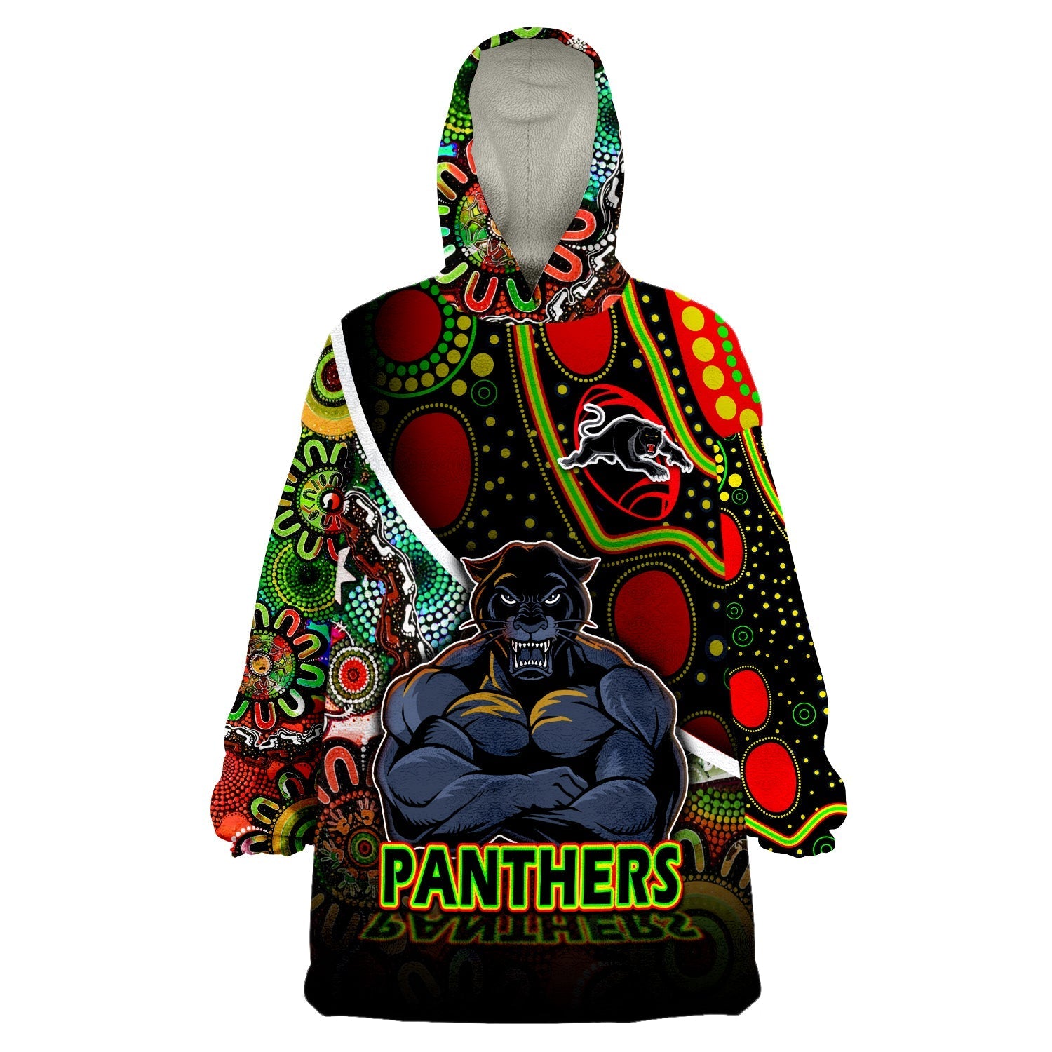 (Custom Personalised) Penrith Panthers Strong Panthers Legend With Special Aboriginal Style Wearable Blanket Hoodie - Vibe Hoodie Shop