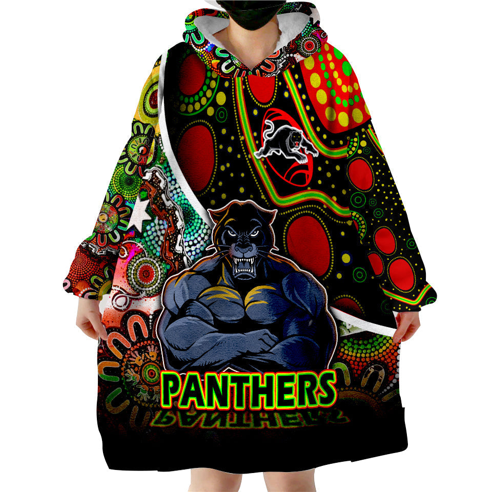 (Custom Personalised) Penrith Panthers Strong Panthers Legend With Special Aboriginal Style Wearable Blanket Hoodie - Vibe Hoodie Shop