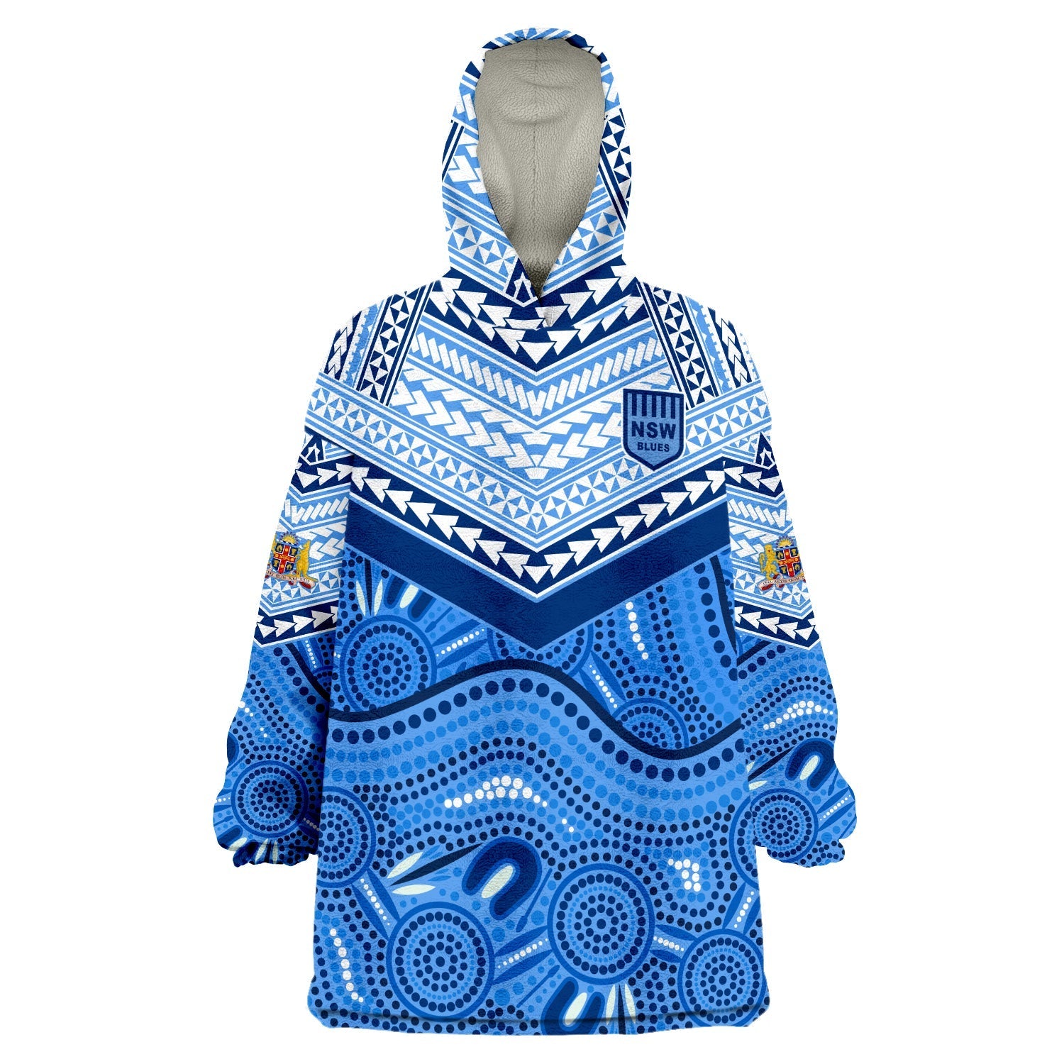 (Custom Text and Number) NSW Blues Aboriginal and Polynesia Admirable Wearable Blanket Hoodie - Vibe Hoodie Shop