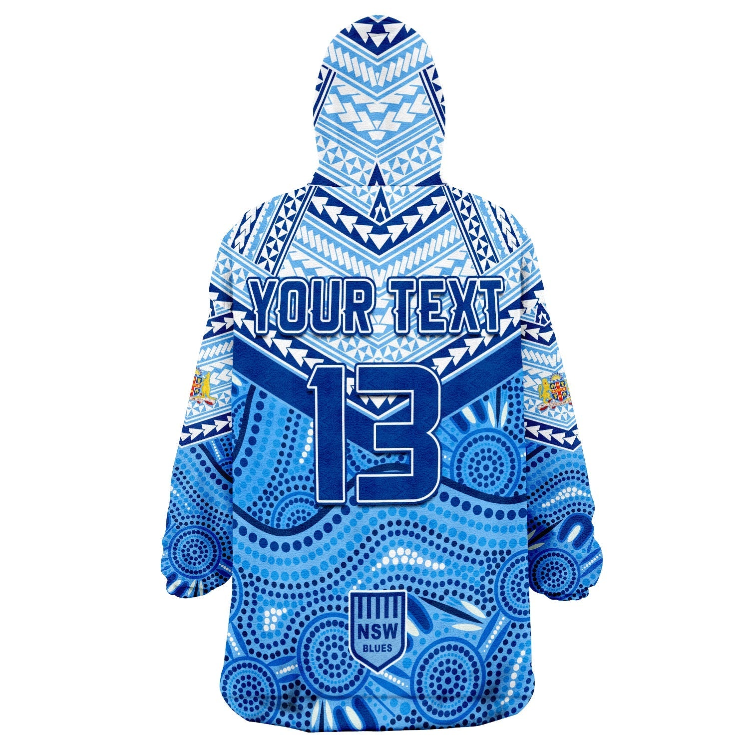 (Custom Text and Number) NSW Blues Aboriginal and Polynesia Admirable Wearable Blanket Hoodie - Vibe Hoodie Shop