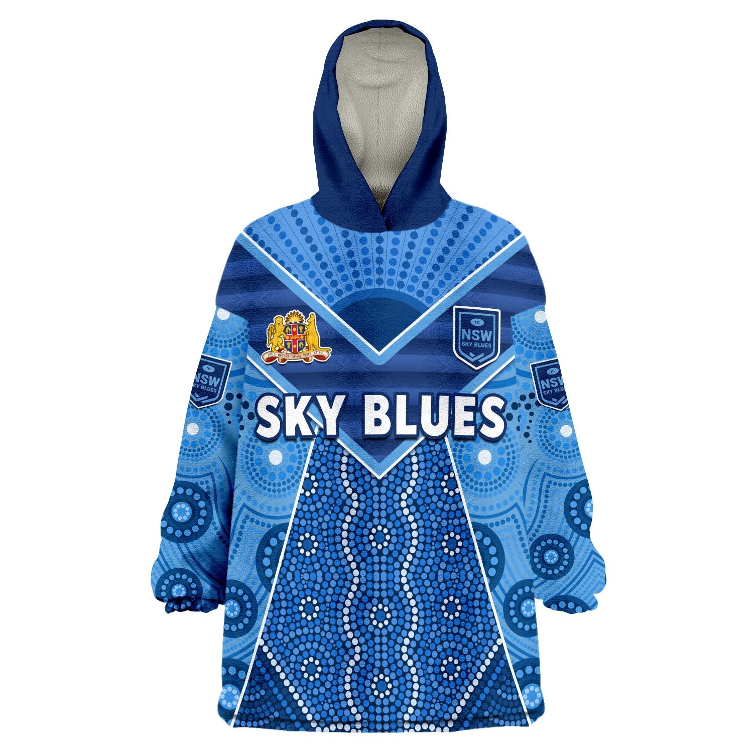 (Custom Text And Number) NSW Sky Blues The Champions Womens State Of Origin 2022 Wearable Blanket Hoodie - Vibe Hoodie Shop