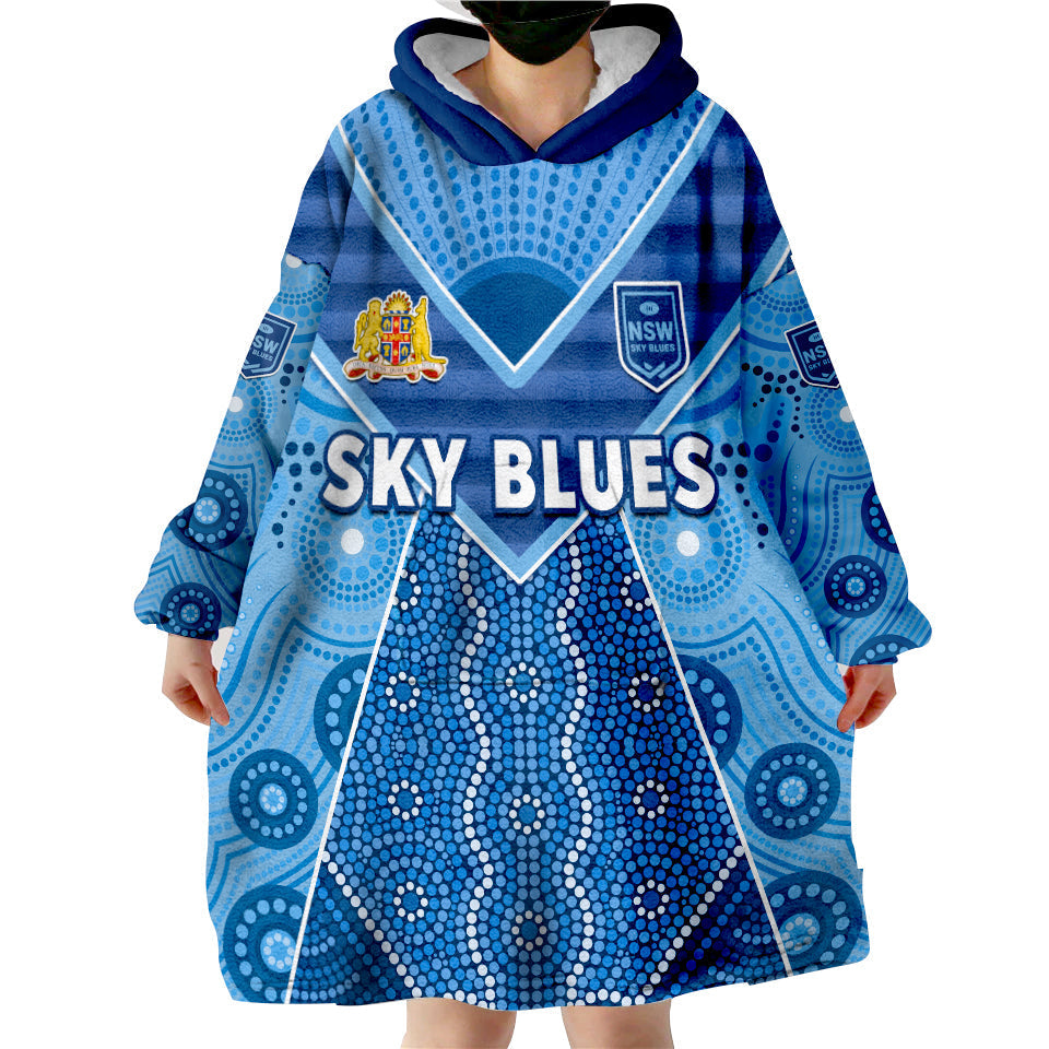 (Custom Text And Number) NSW Sky Blues The Champions Womens State Of Origin 2022 Wearable Blanket Hoodie - Vibe Hoodie Shop