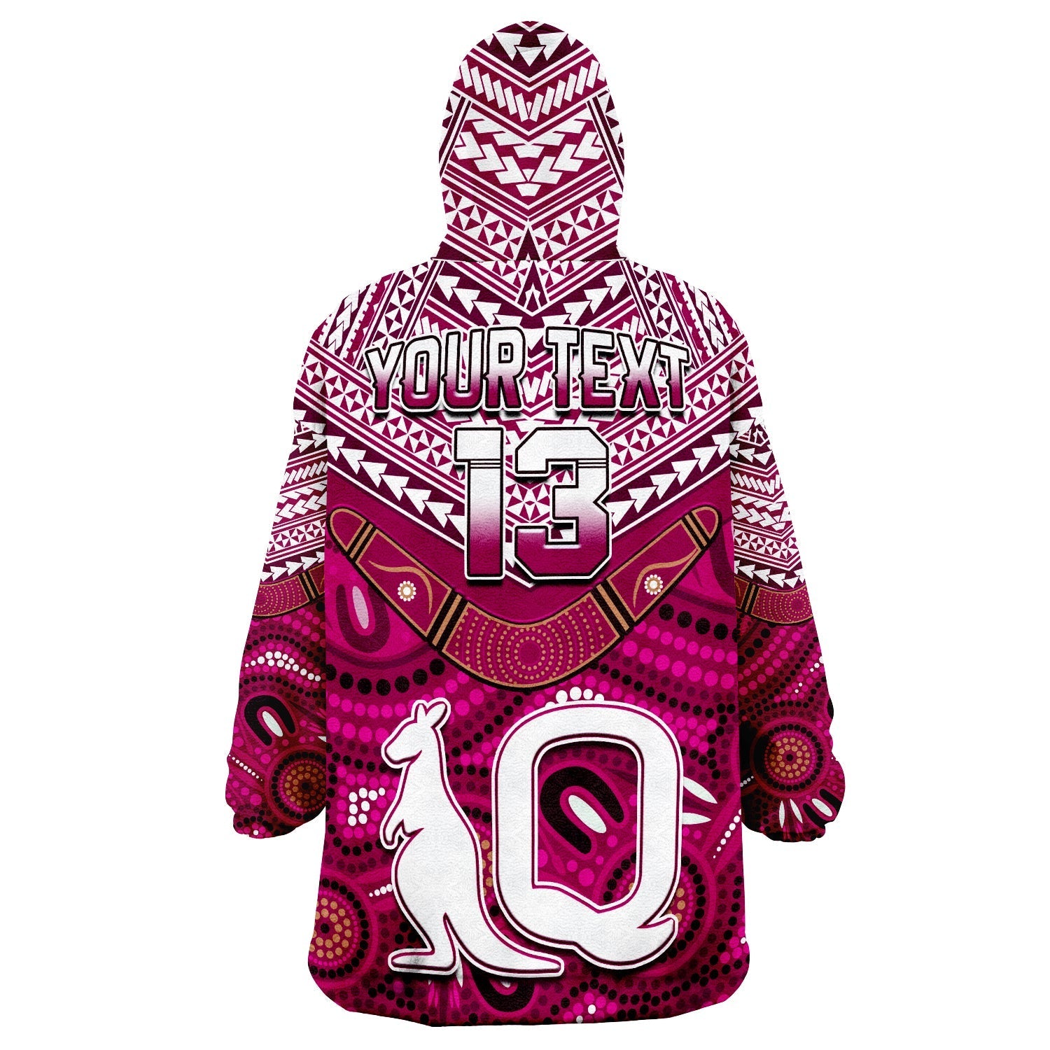 (Custom Text and Number) QLD Maroons Aboriginal and Polynesia Admirable Wearable Blanket Hoodie - Vibe Hoodie Shop