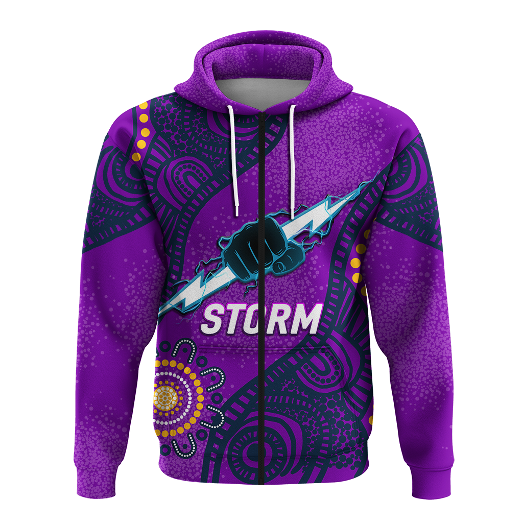 (Custom Personalised) Storm Rugby 2022 Aboriginal Art Hoodie - LT12 - Vibe Hoodie Shop